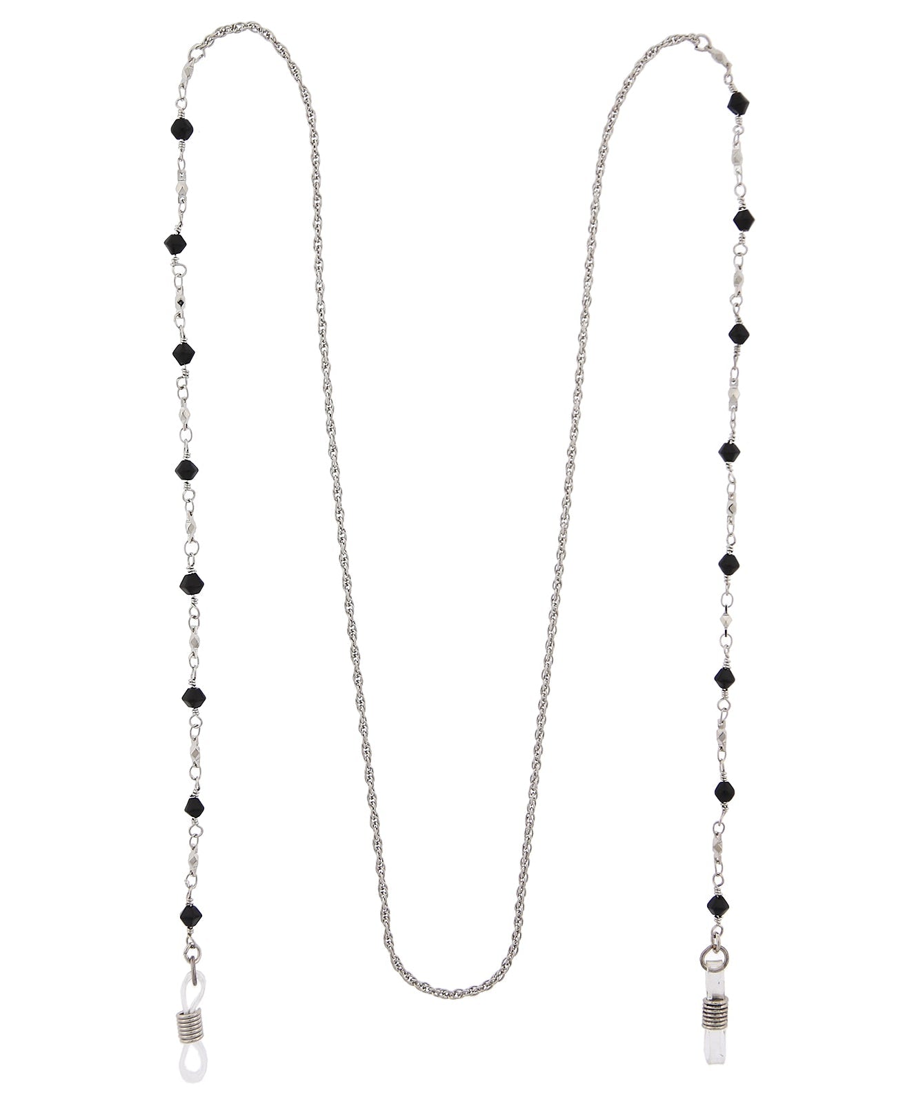 1928 Jewelry Multi Black Bead Eyeglass Holder Chain Necklace 32"