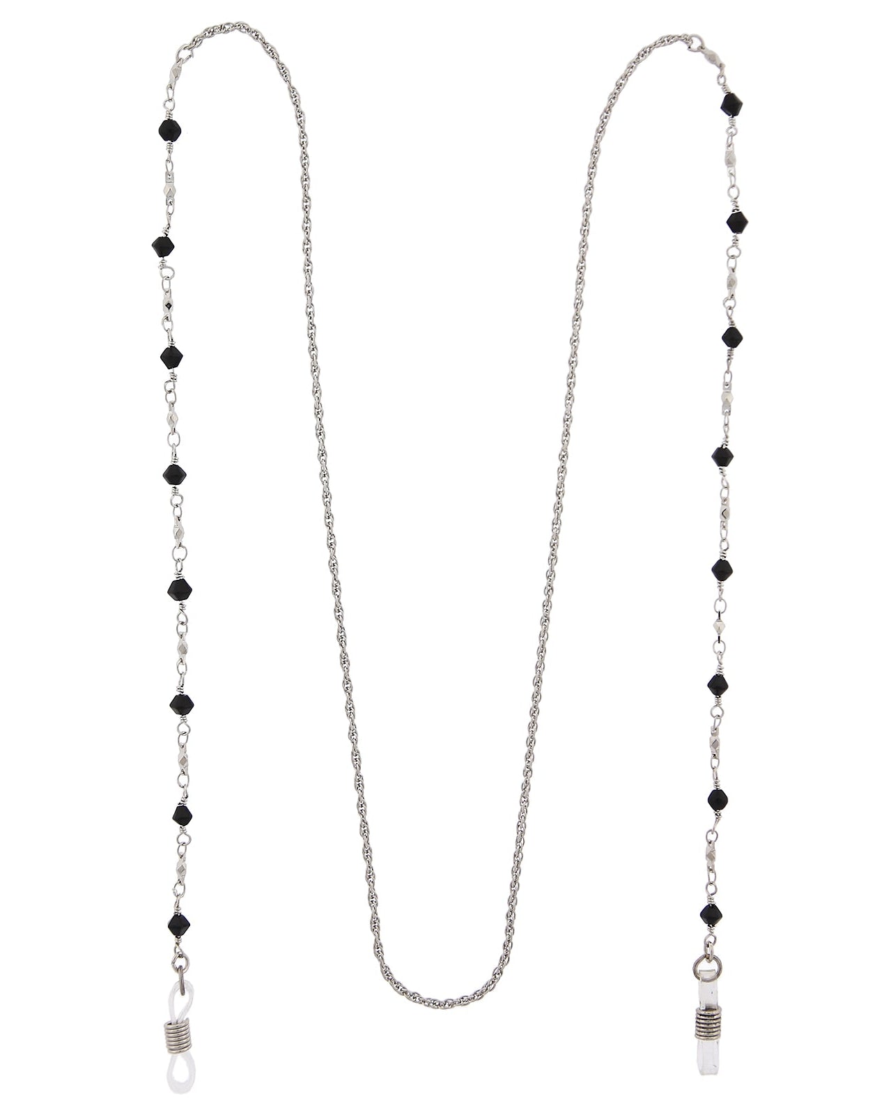 1928 Jewelry Multi Black Bead Eyeglass Holder Chain Necklace 32"