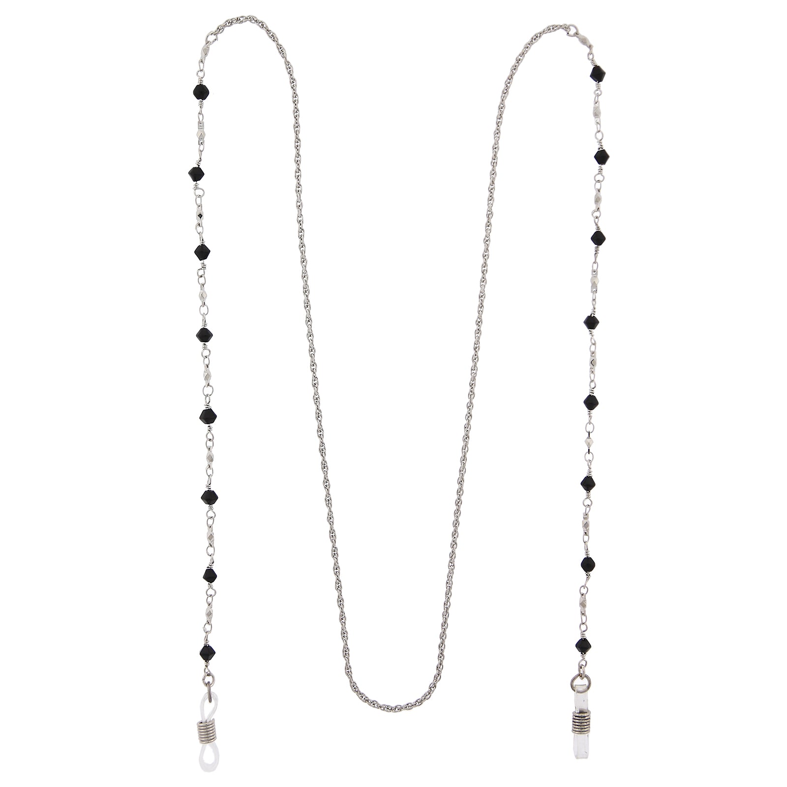 1928 Jewelry Multi Black Bead Eyeglass Holder Chain Necklace 32"