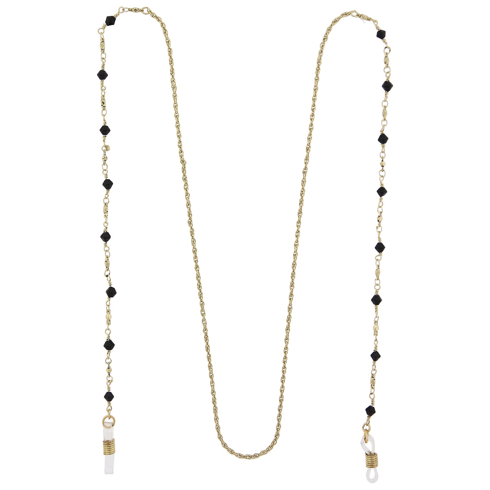 1928 Jewelry Multi Black Bead Eyeglass Holder Chain Necklace 32"
