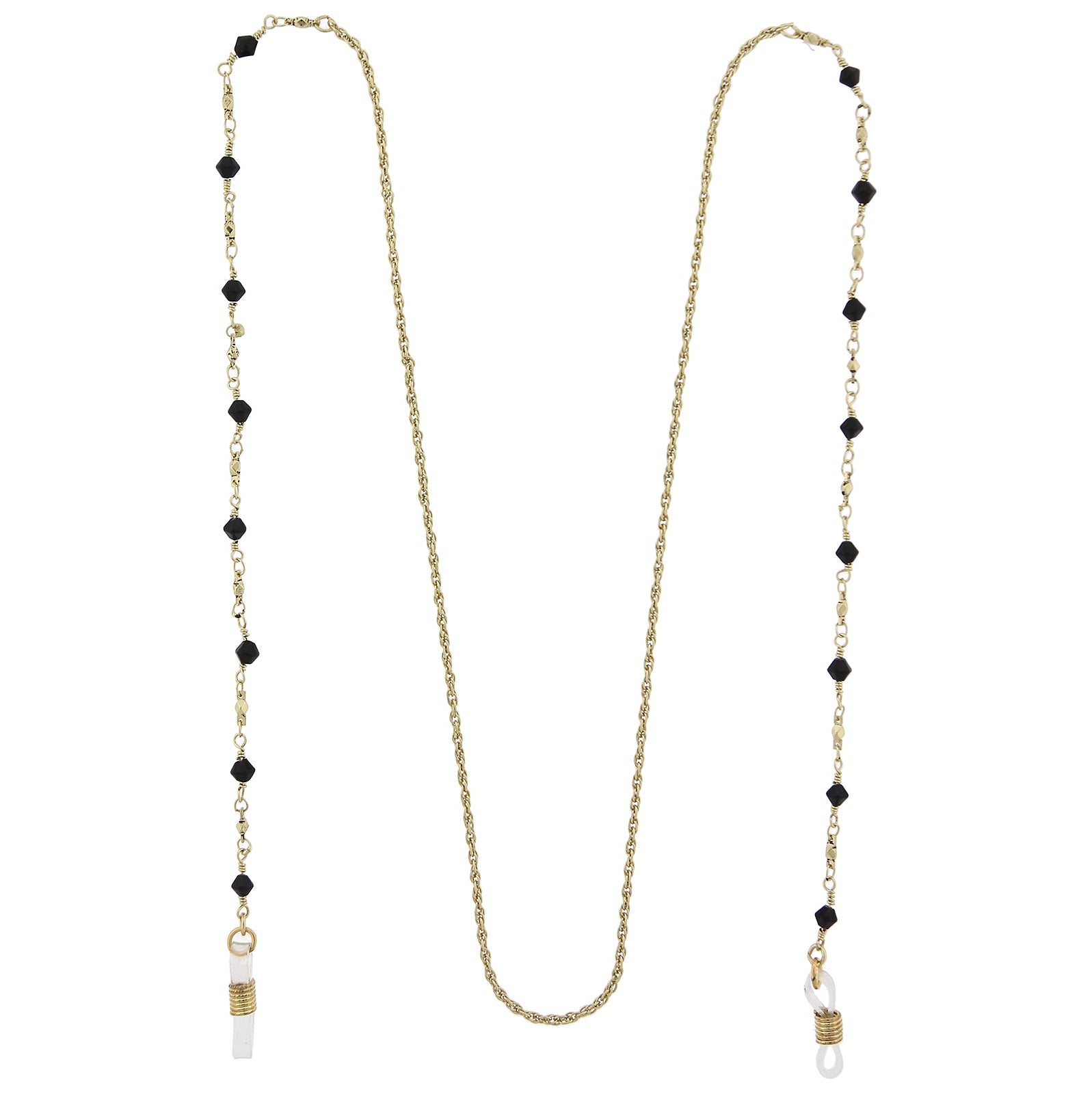 1928 Jewelry Multi Black Bead Eyeglass Holder Chain Necklace 32"