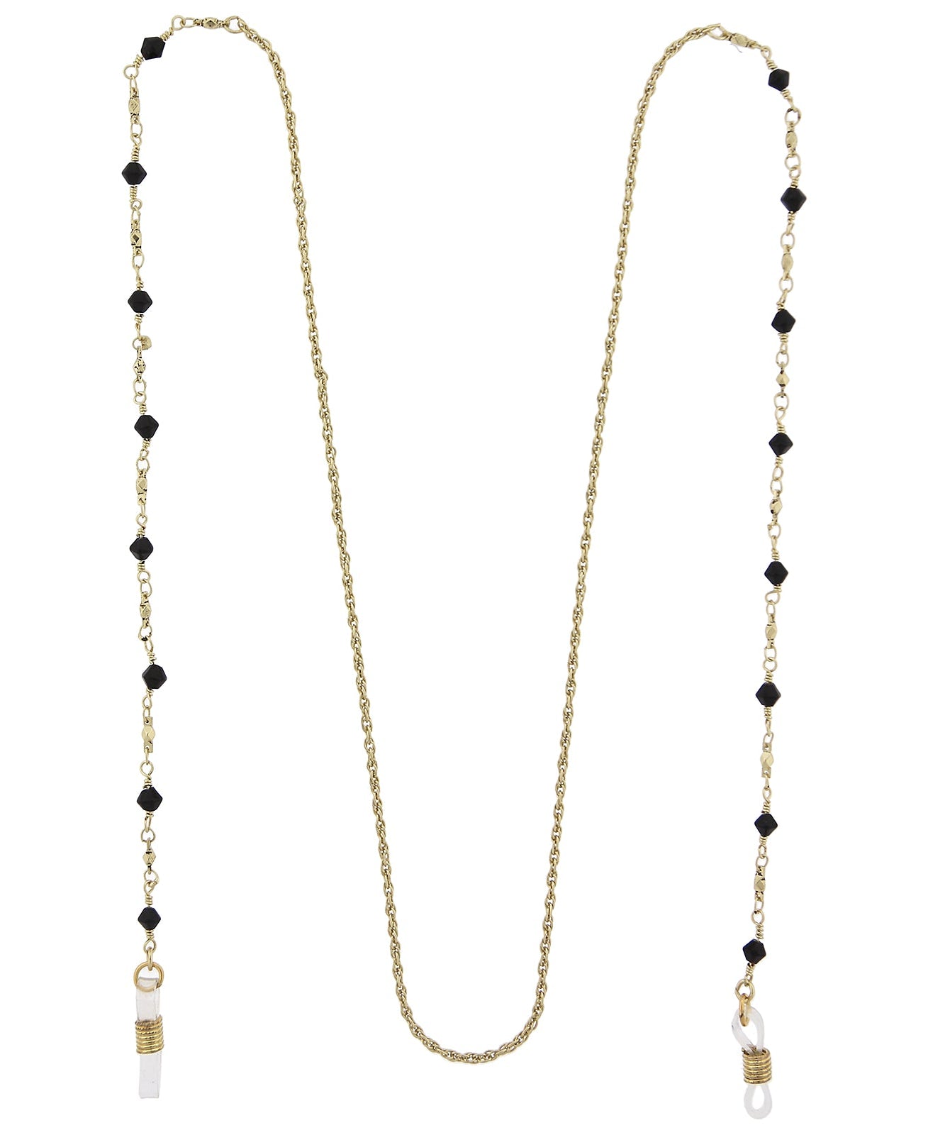 1928 Jewelry Multi Black Bead Eyeglass Holder Chain Necklace 32"