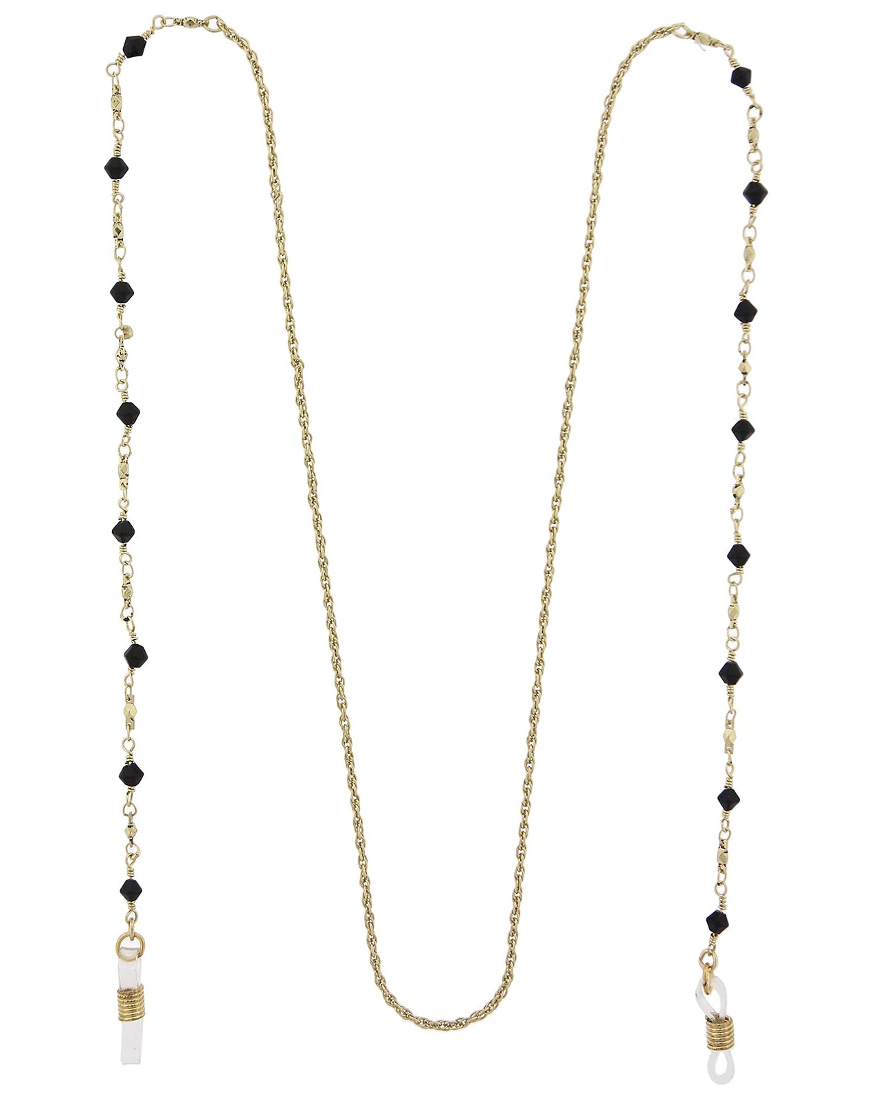 1928 Jewelry Multi Black Bead Eyeglass Holder Chain Necklace 32"