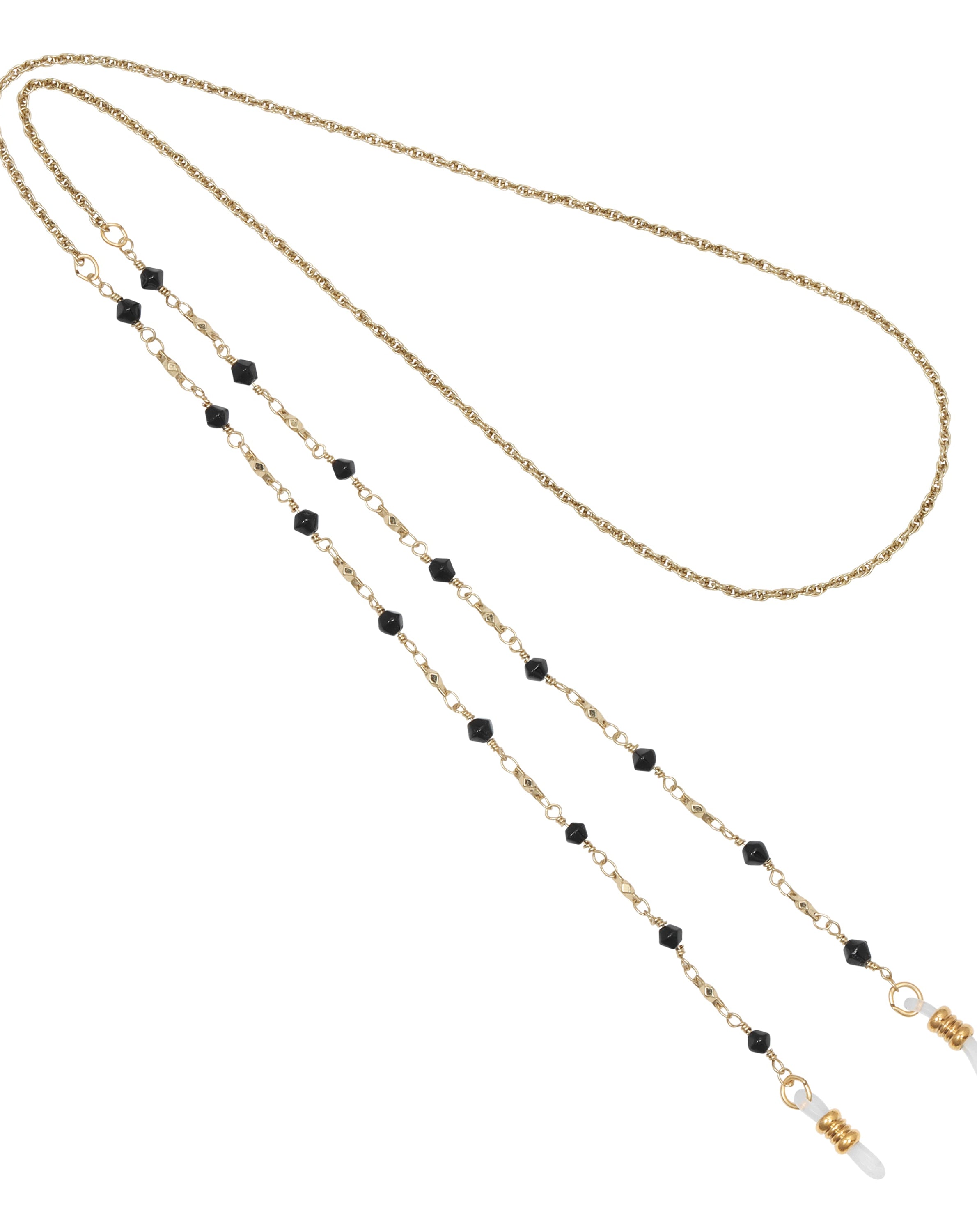 1928 Jewelry Multi Black Bead Eyeglass Holder Chain Necklace 32"