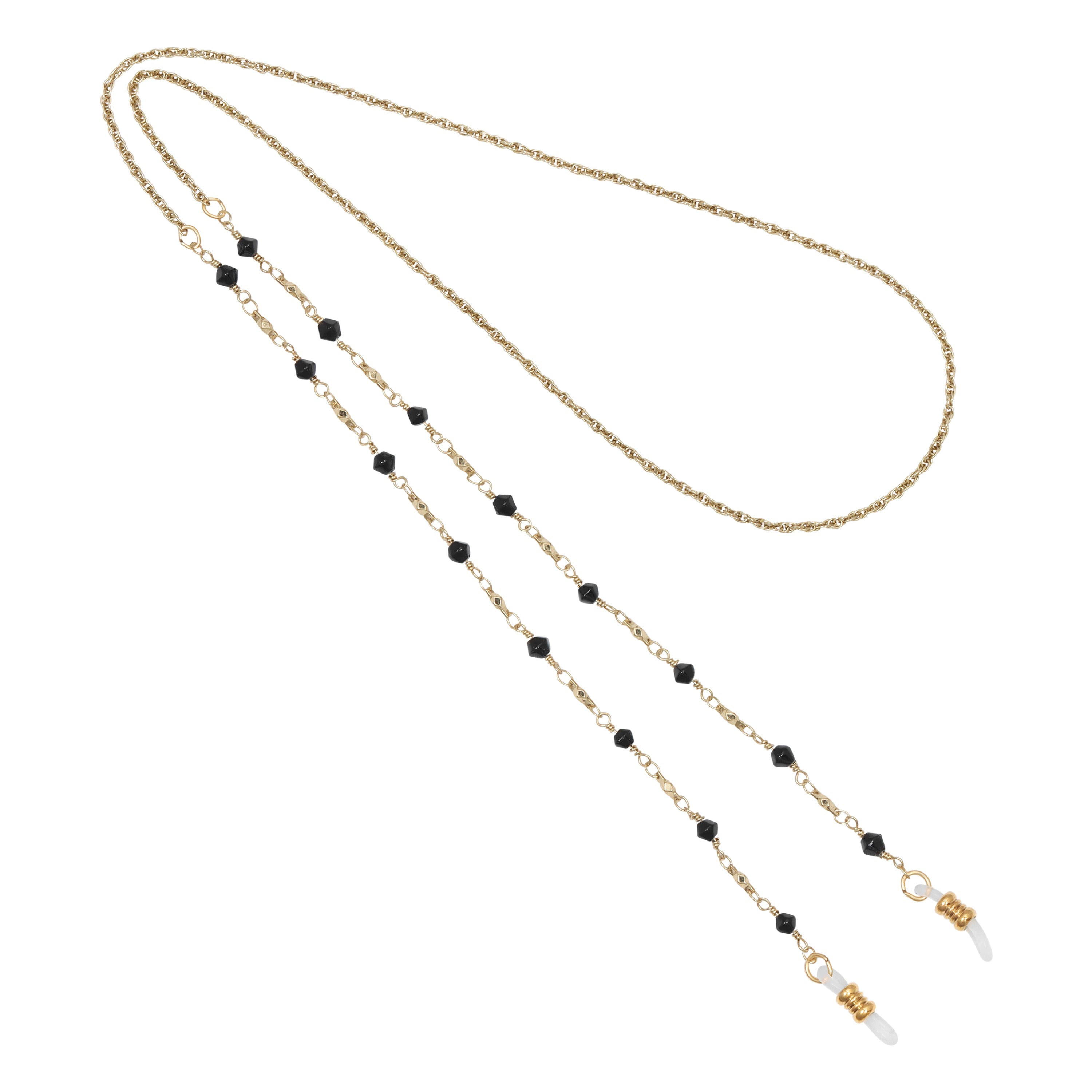 1928 Jewelry Multi Black Bead Eyeglass Holder Chain Necklace 32"