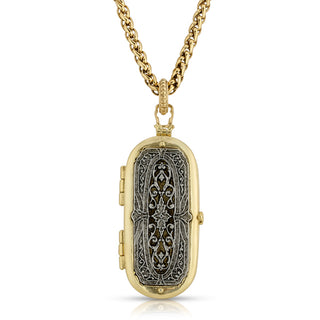 Antiquities Couture Heirloom Two Tone Vinaigrette Locket Necklace 32"