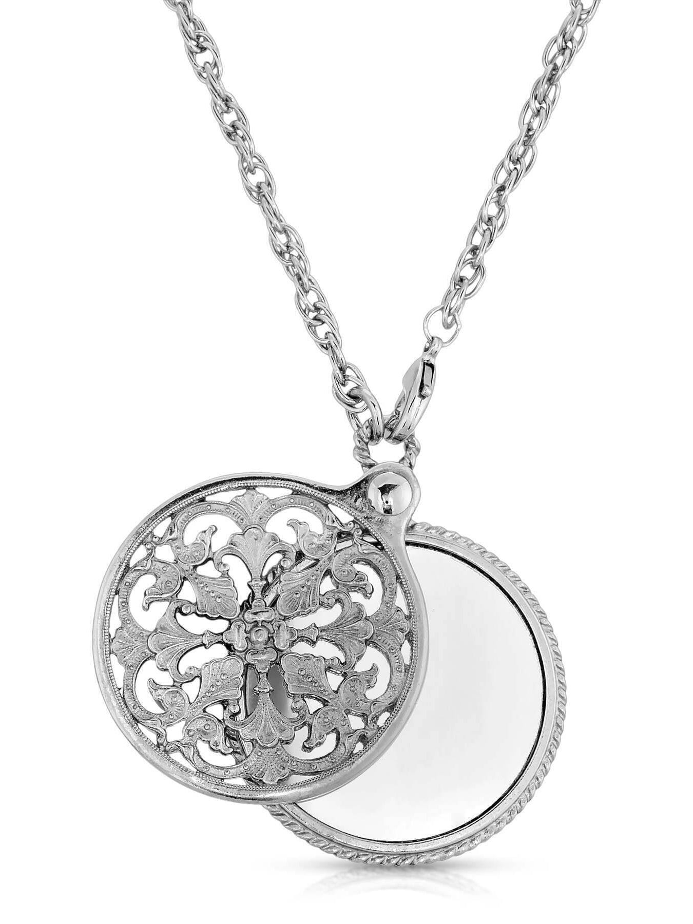 Antiquities Couture Monastery Mirror Pendant Necklace 32"