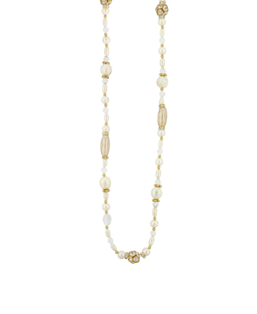 Antiquities Couture Faux Pearl And Crystal Rope Necklace 38"