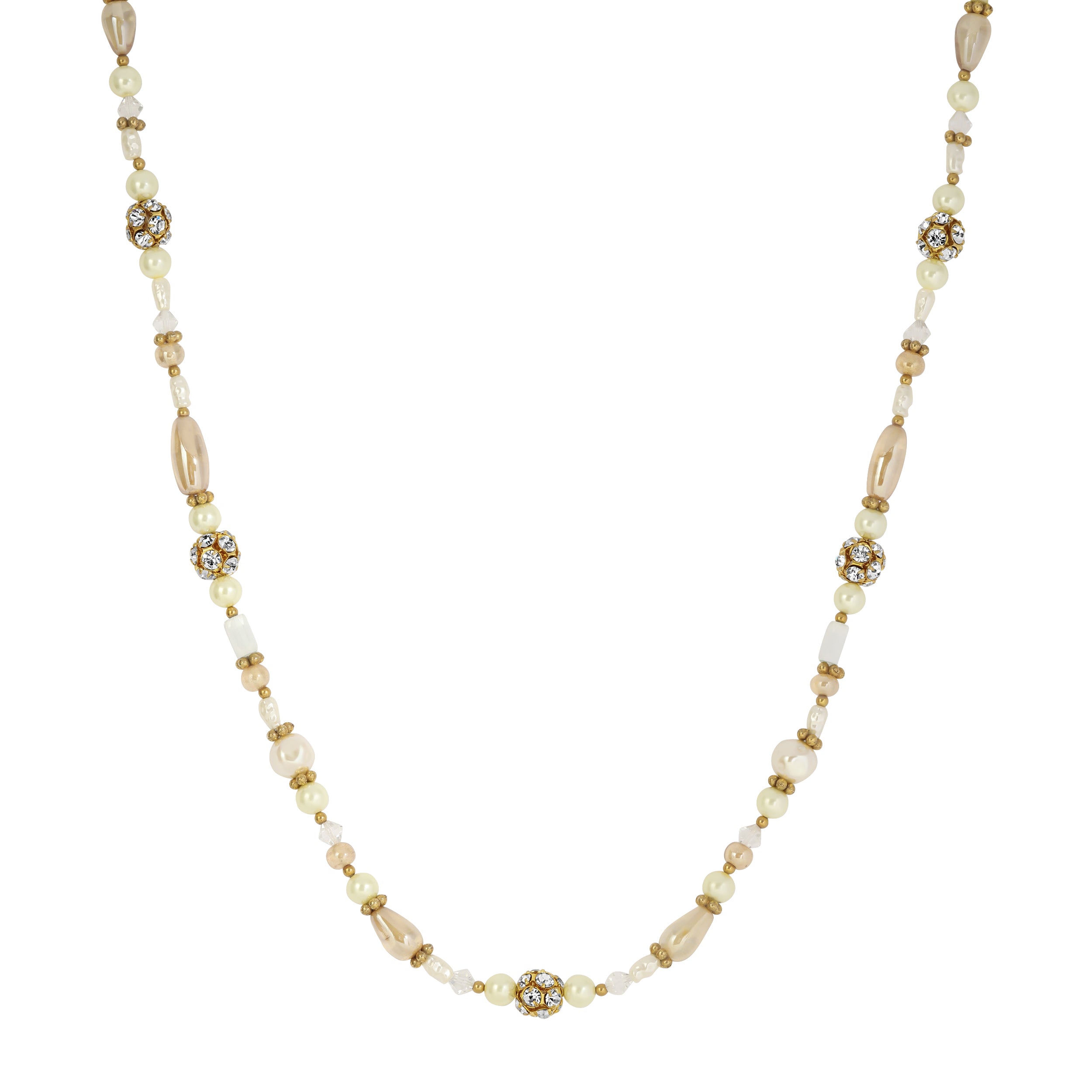 Antiquities Couture Faux Pearl And Crystal Rope Necklace