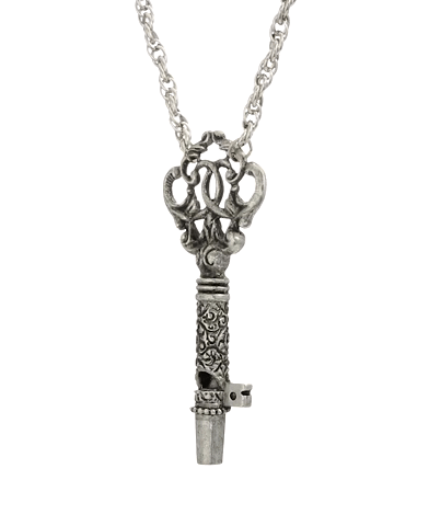 1928 Jewelry Antiqued Key Whistle Pendant Necklace 30"
