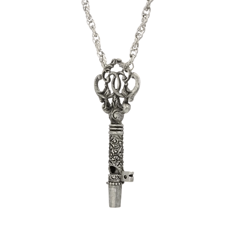 1928 Jewelry Antiqued Key Whistle Pendant Necklace 30"