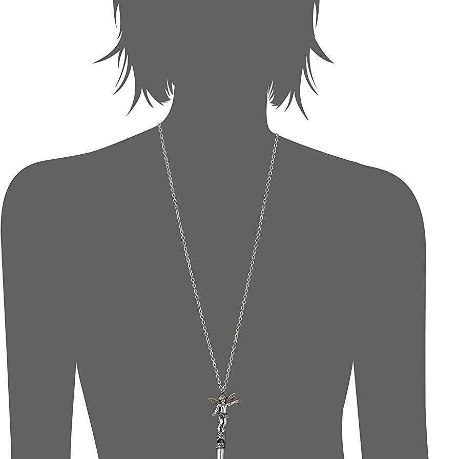 1928 Jewelry Antiqued Pewter Angel Whistle Pendant Necklace 30"