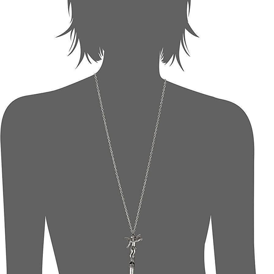 1928 Jewelry Antiqued Pewter Angel Whistle Pendant Necklace 30"