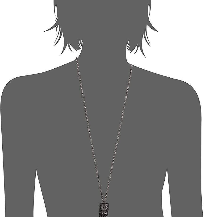 1928 Jewelry Antiqued Filigree 3.69 ML Glass Vial Pendant Necklace 30"