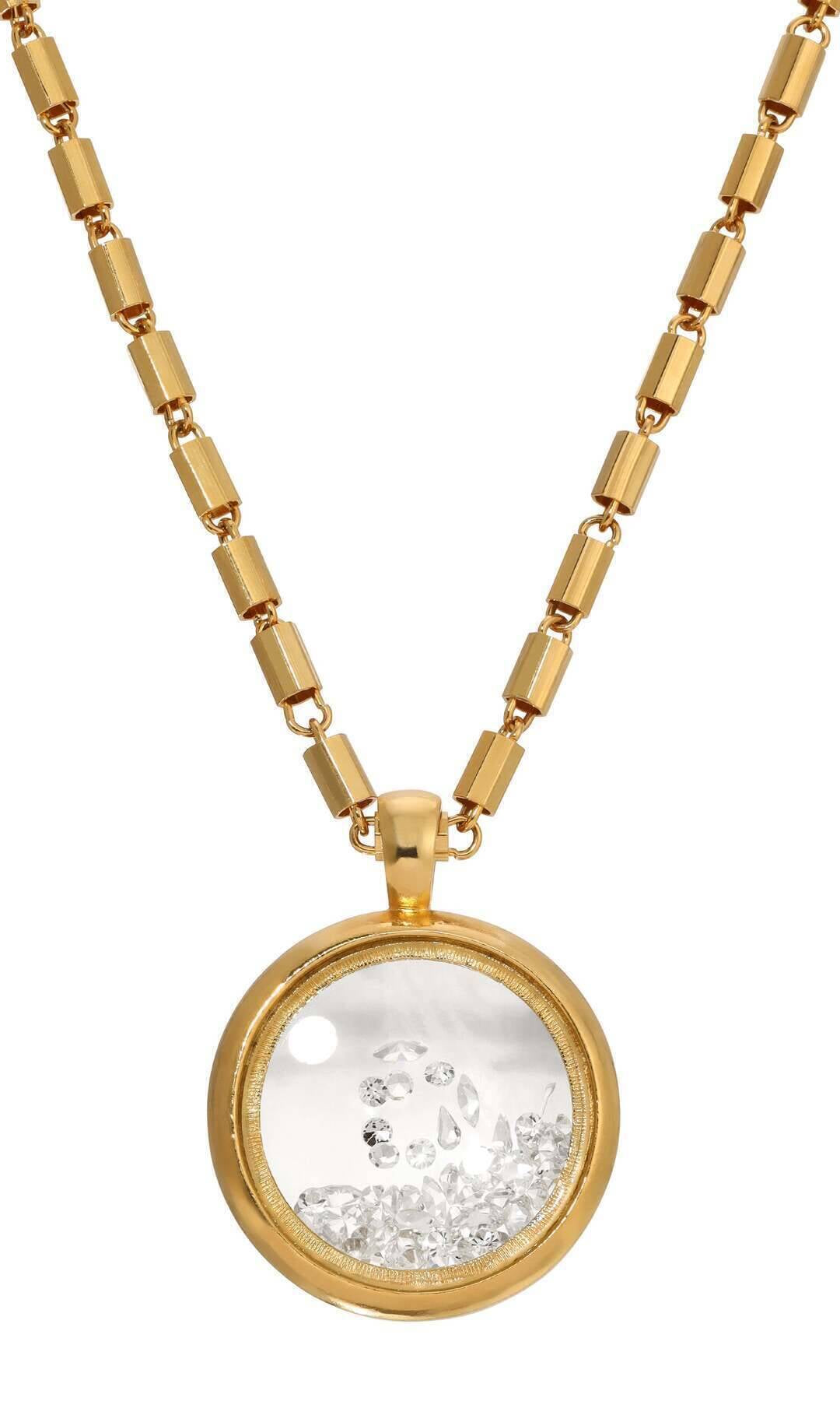 1928 Jewelry Golden Luxe Round Magnifier Crystal Pendant Necklace 30" - Magnification Power 2-3