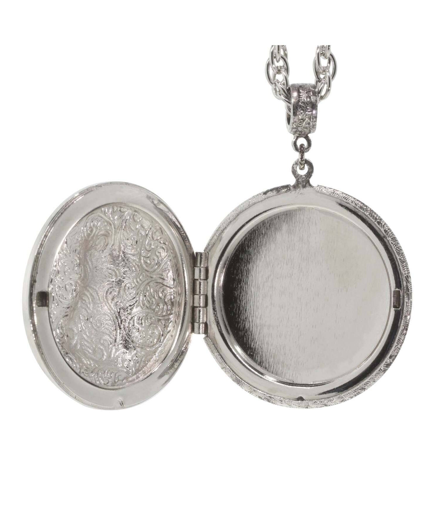 1928 Jewelry Blue Enamel Cat Locket Necklace 30"