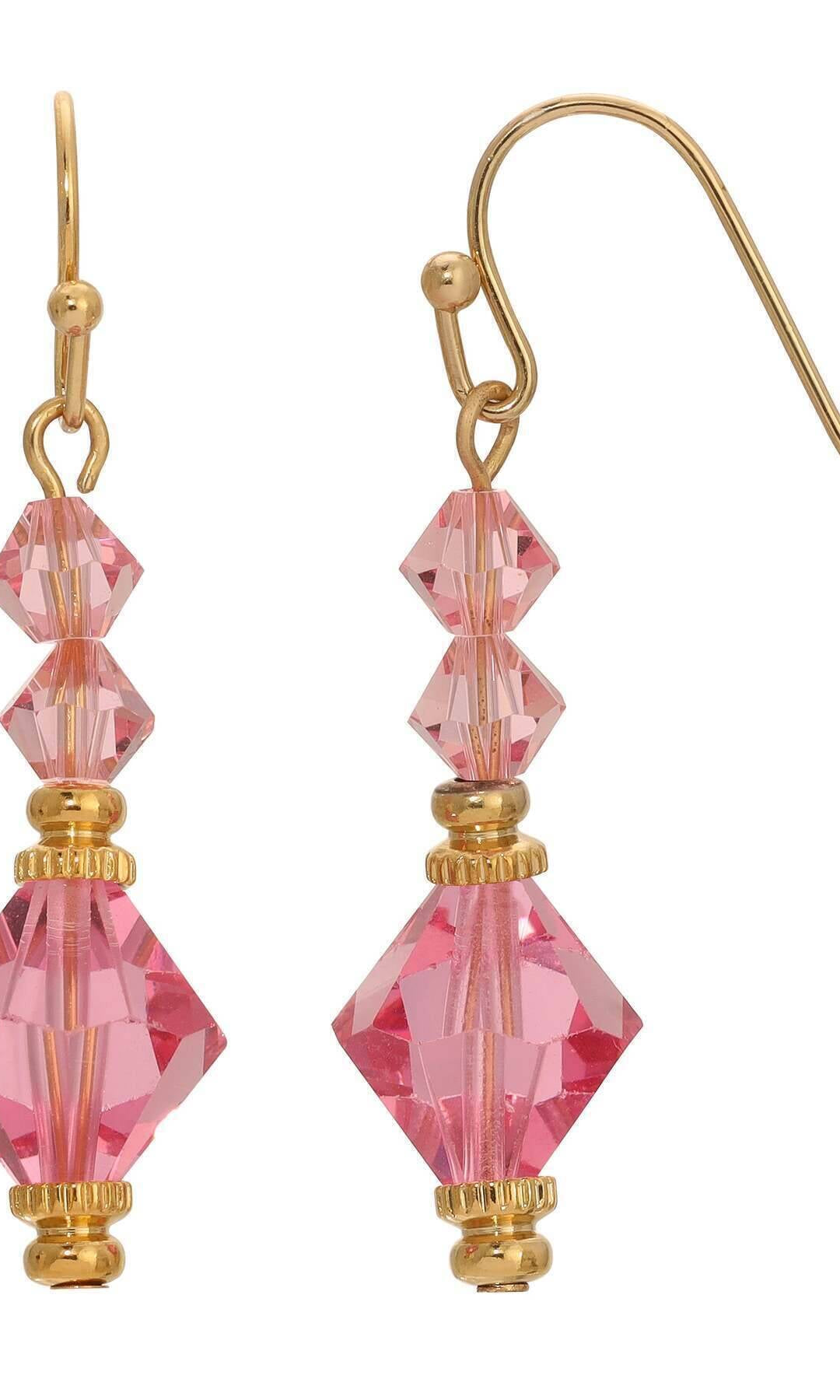 1928 Jewelry Jaipur Pink Austrian Crystal Dangle Earrings