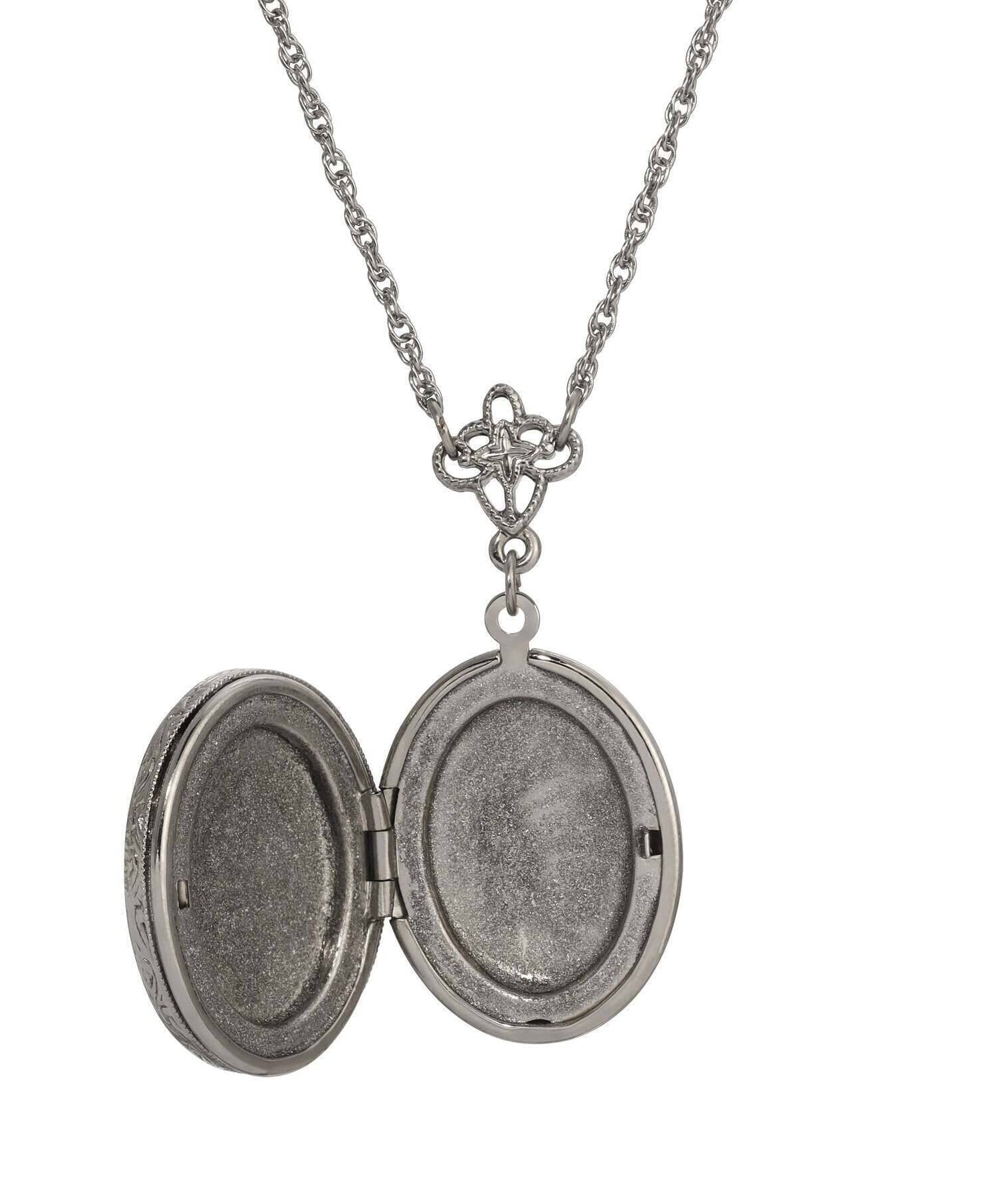 1928 Jewelry Sitting Cat Oval Enamel Locket Necklace 24"