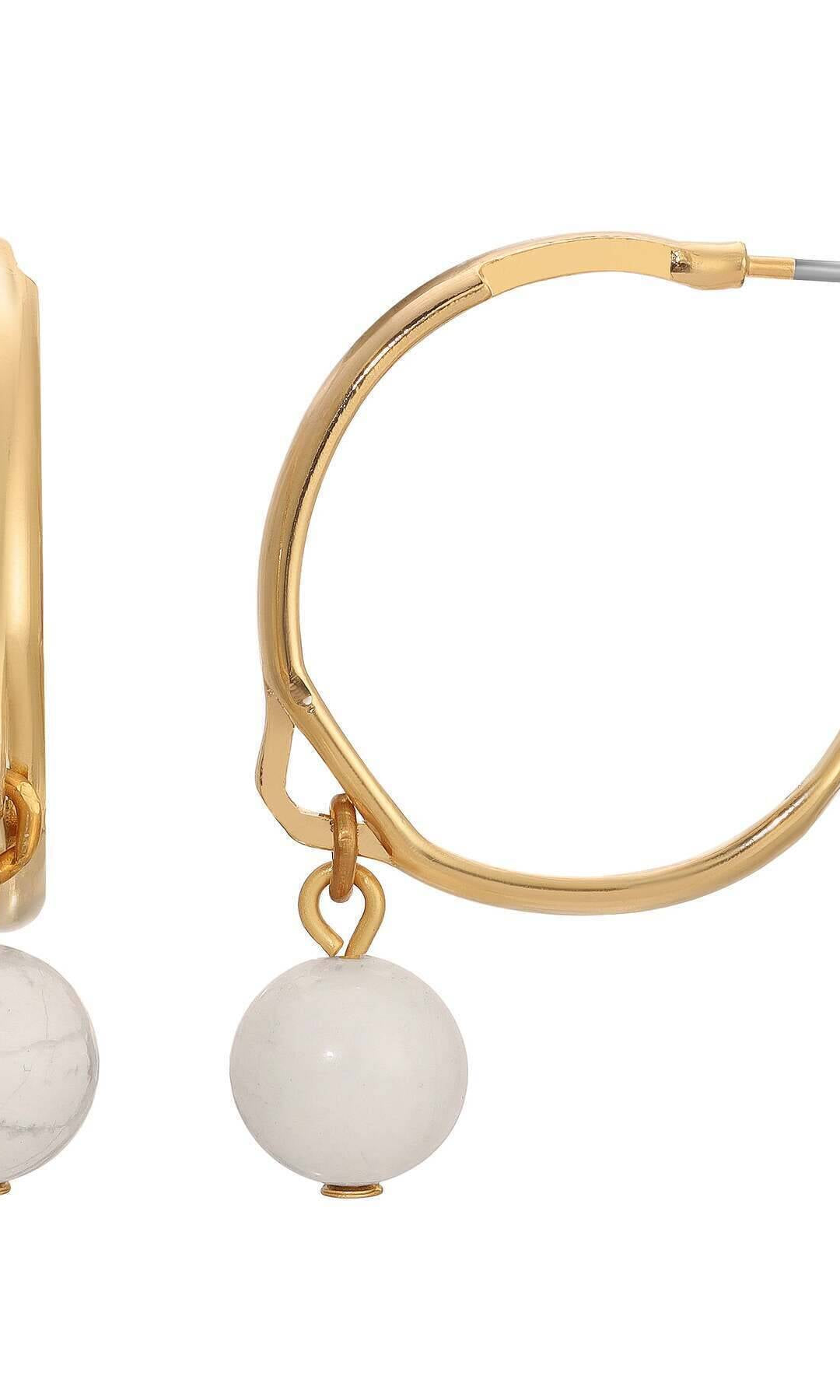 1928 Jewelry Round Gemstone Gold Hoop Earrings