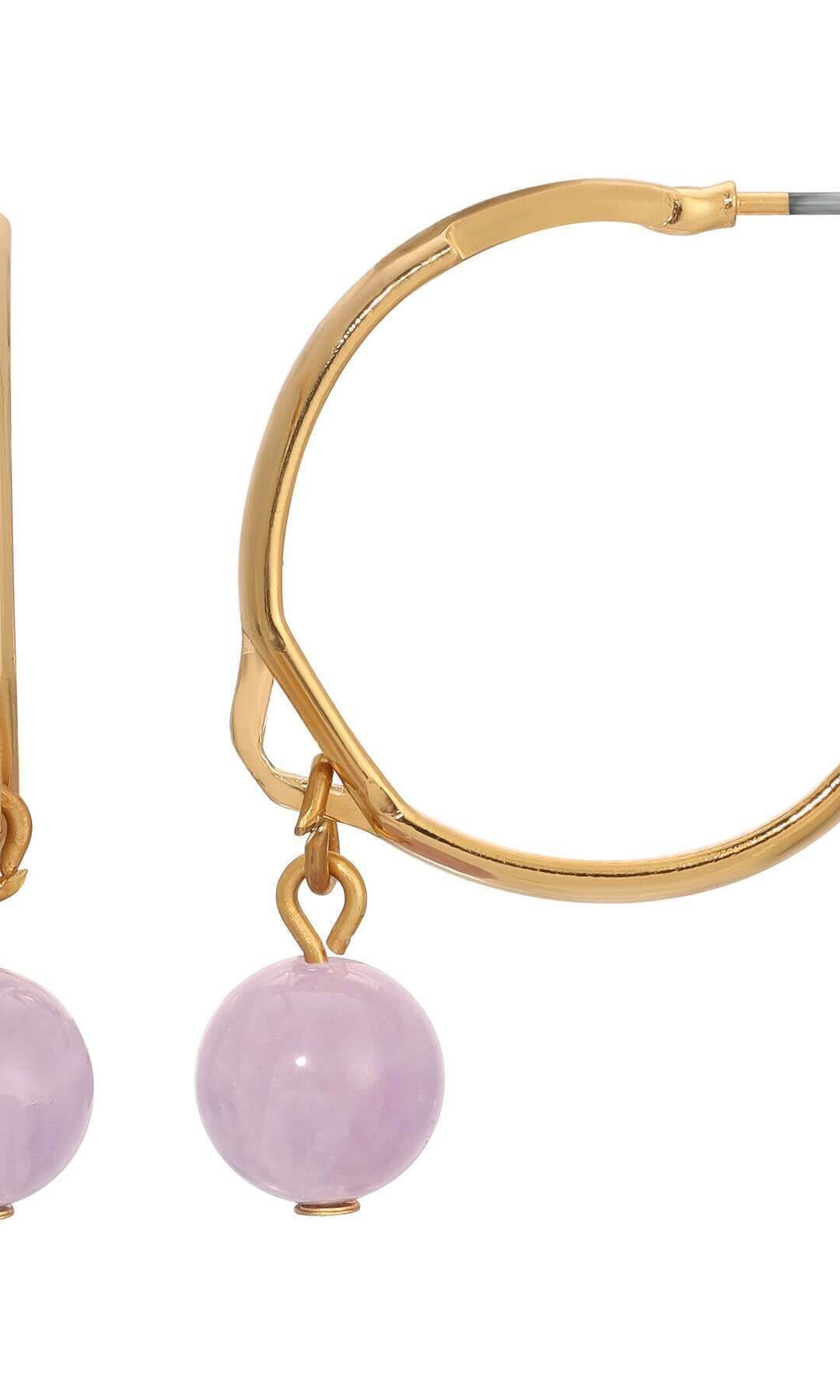 1928 Jewelry Round Gemstone Gold Hoop Earrings