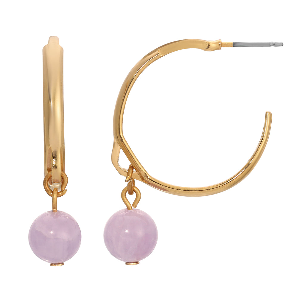 1928 Jewelry Round Gemstone Gold Hoop Earrings