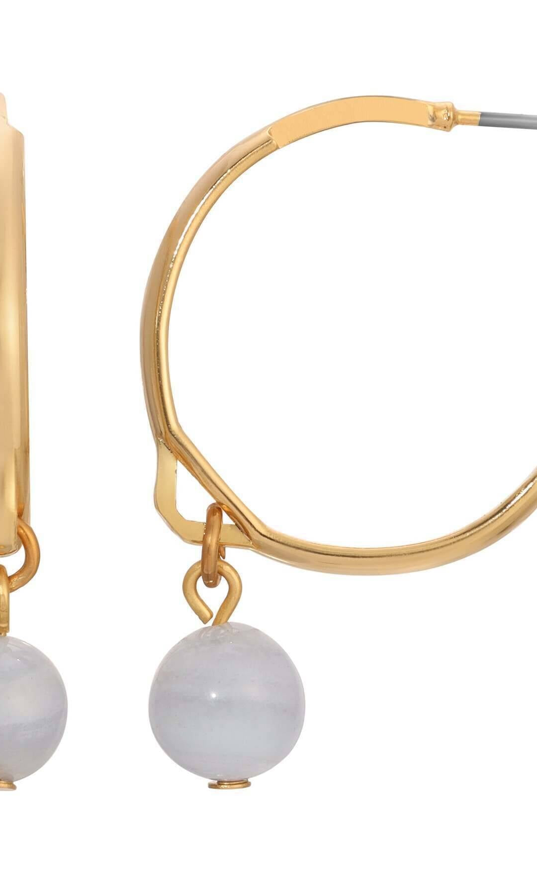 1928 Jewelry Round Gemstone Gold Hoop Earrings