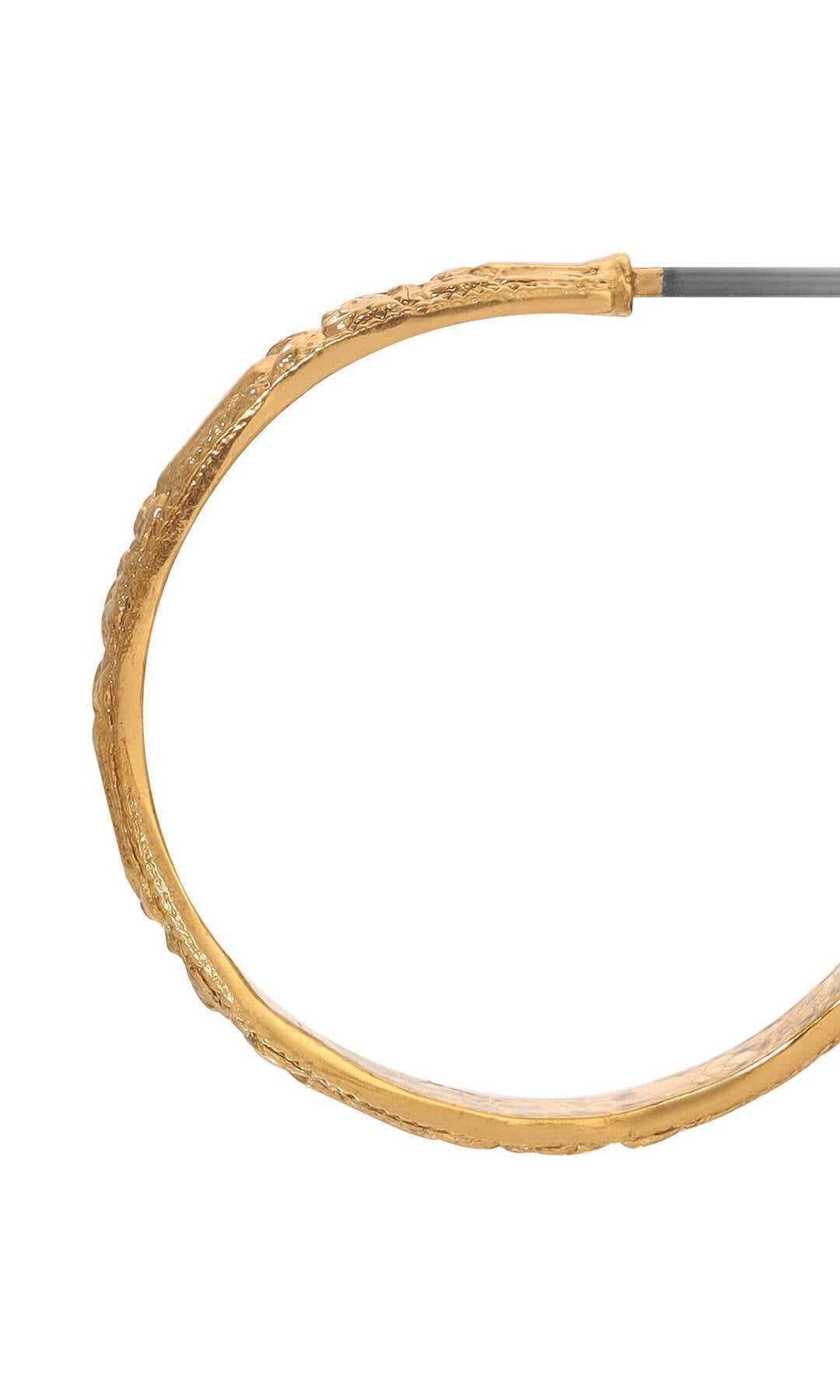 1928 Jewelry Gold Textured Rose Post Hoop Earrings