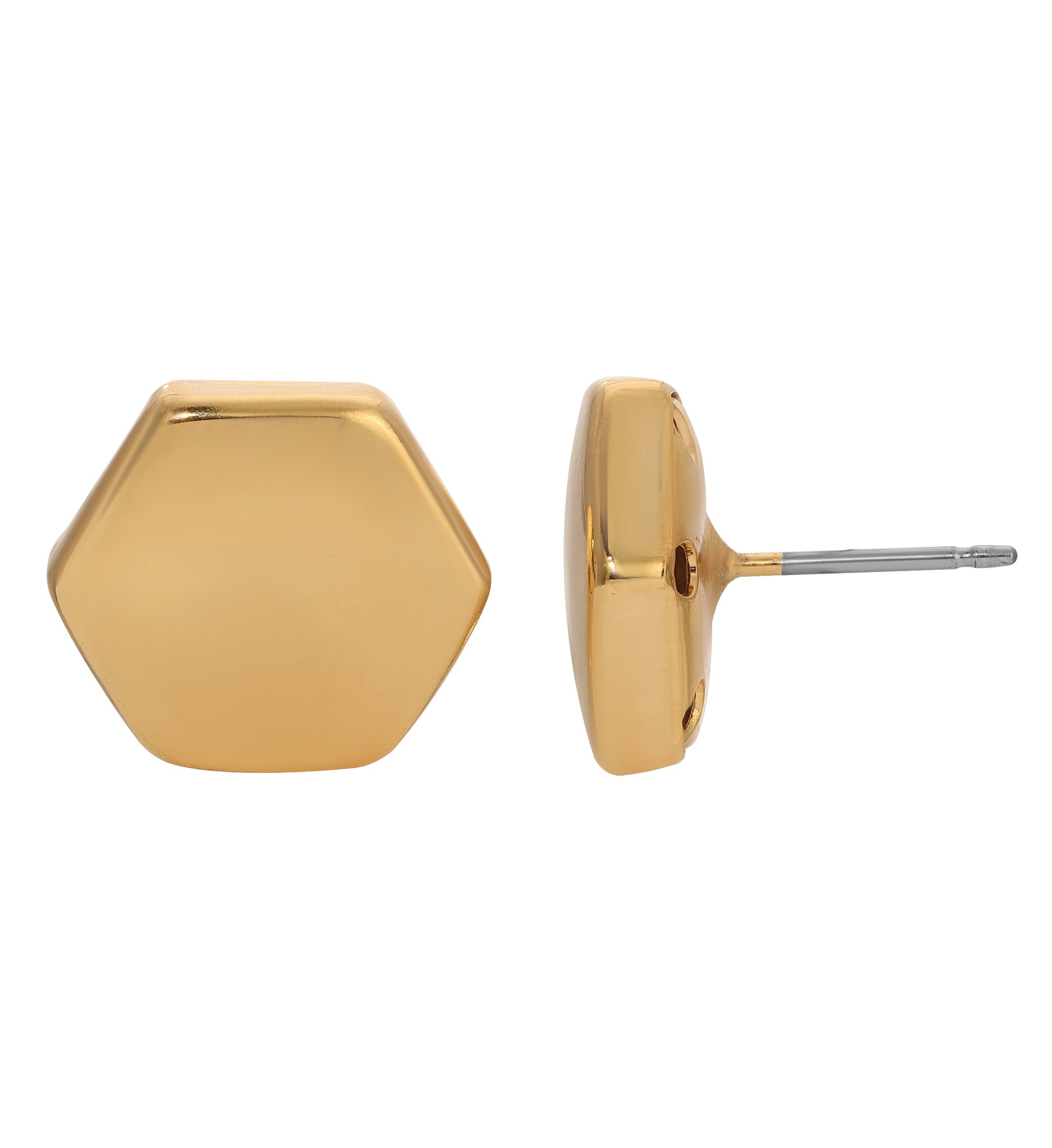 1928 Jewelry Gold Hexagon Post Button Earrings