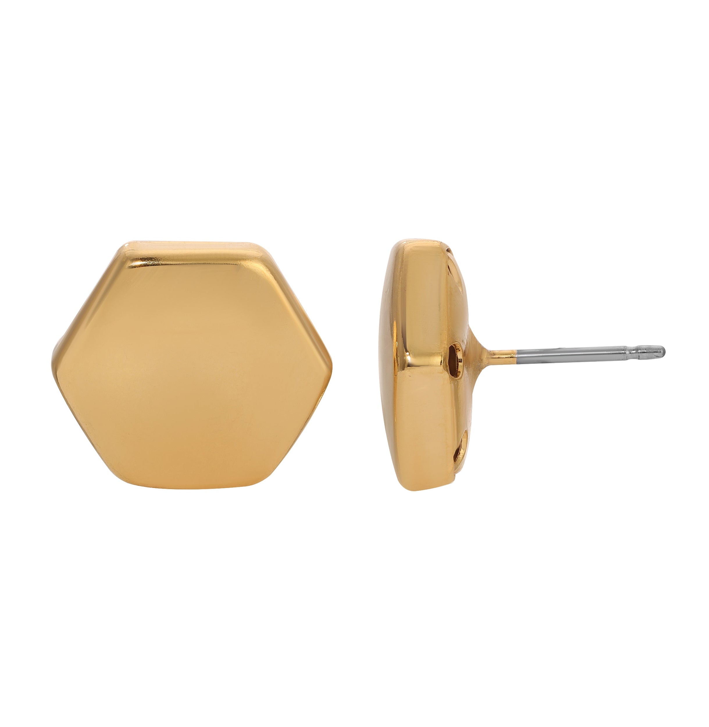 1928 Jewelry Gold Hexagon Post Button Earrings