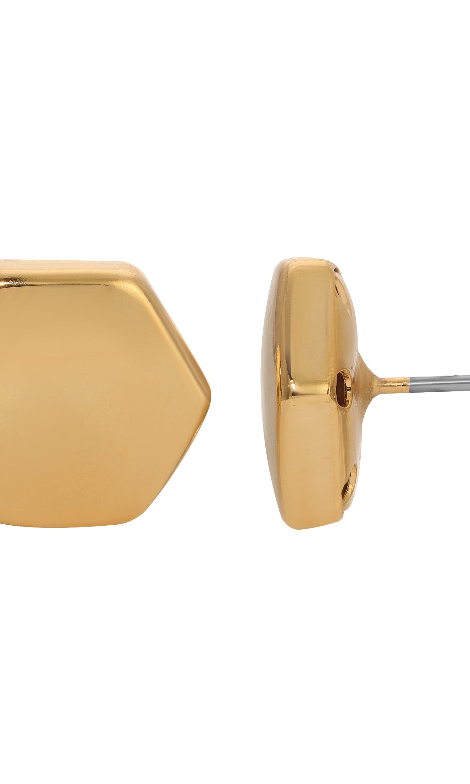 1928 Jewelry Gold Hexagon Post Button Earrings