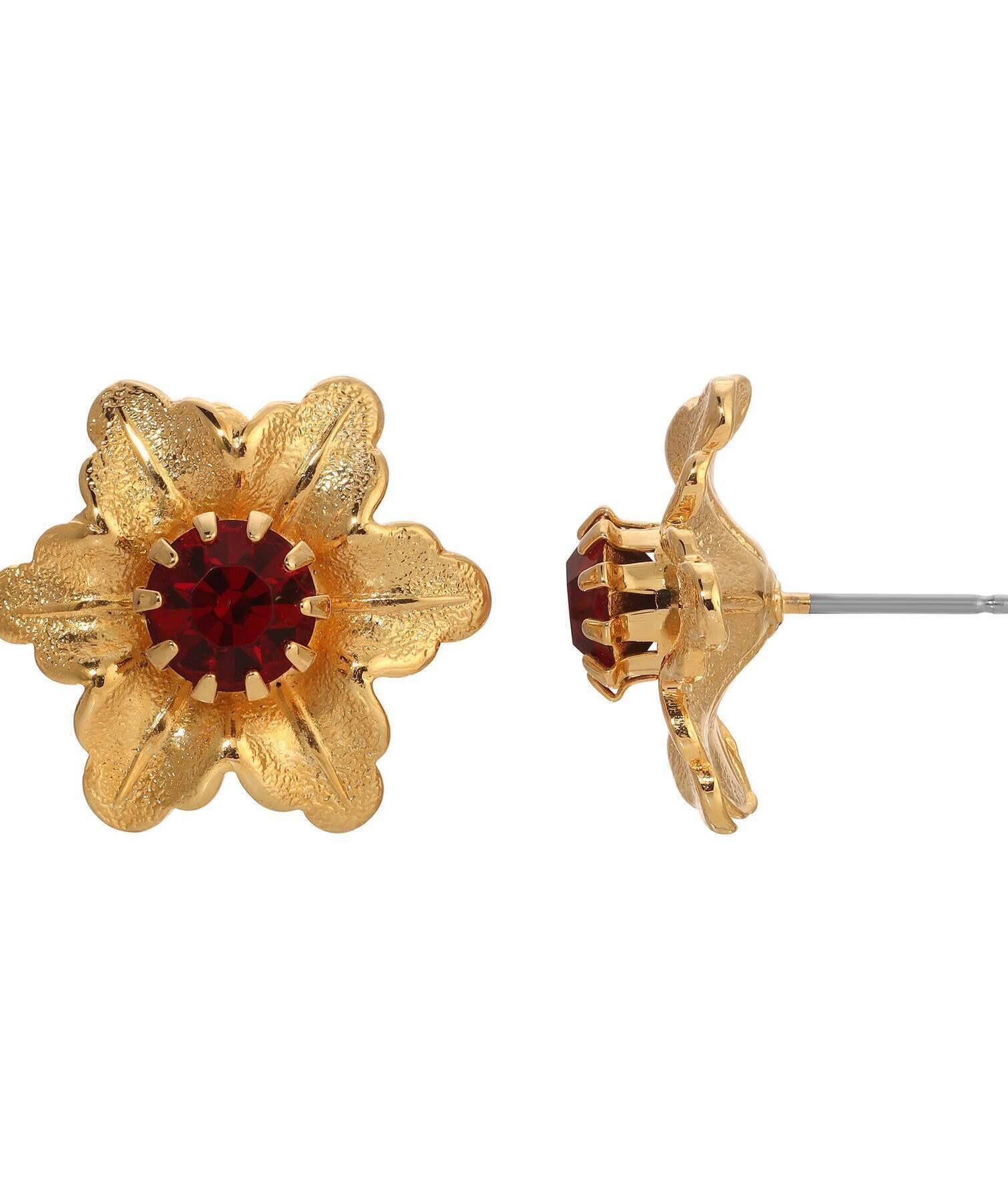 1928 Jewelry Flower Blossom Crystal Stud Earrings