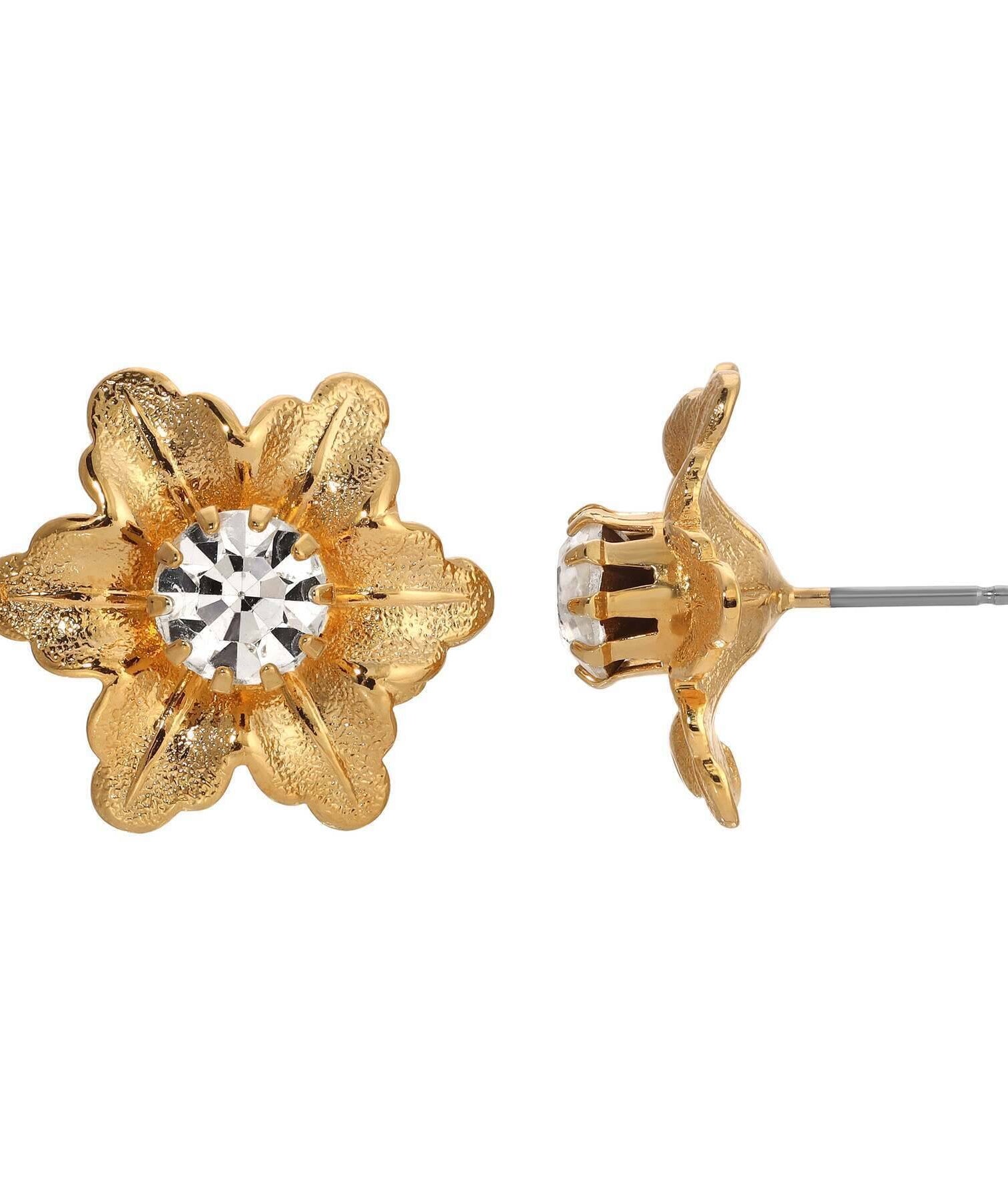 1928 Jewelry Flower Blossom Crystal Stud Earrings