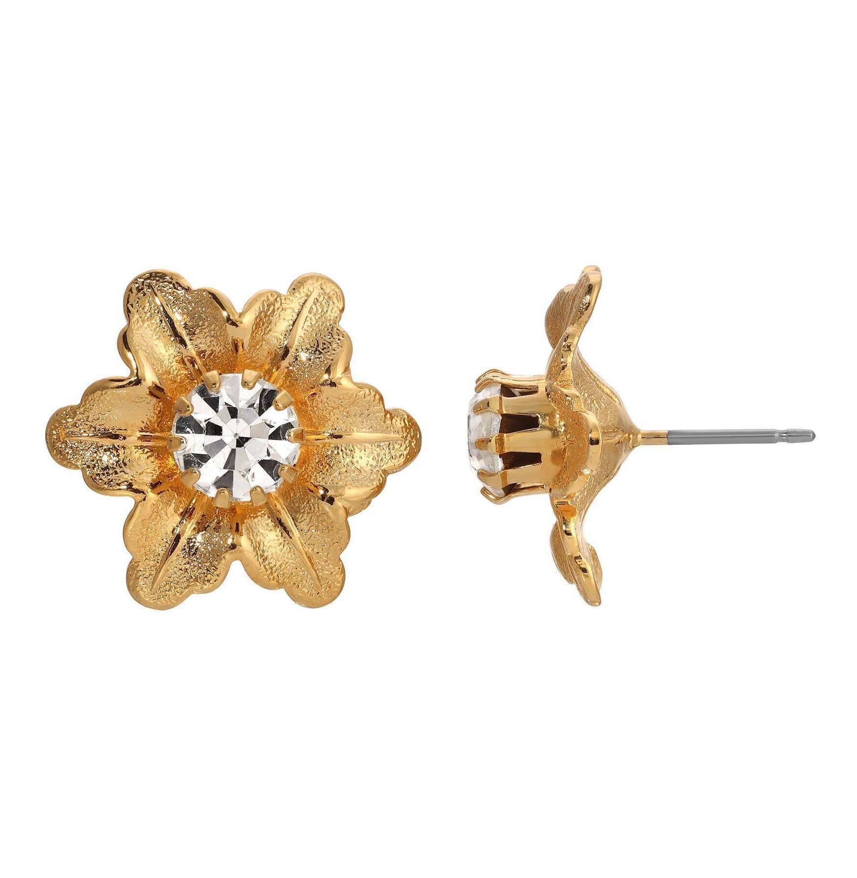 1928 Jewelry Flower Blossom Crystal Stud Earrings