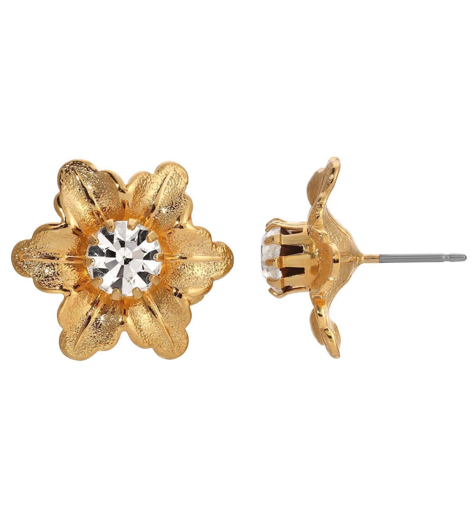 1928 Jewelry Flower Blossom Crystal Stud Earrings