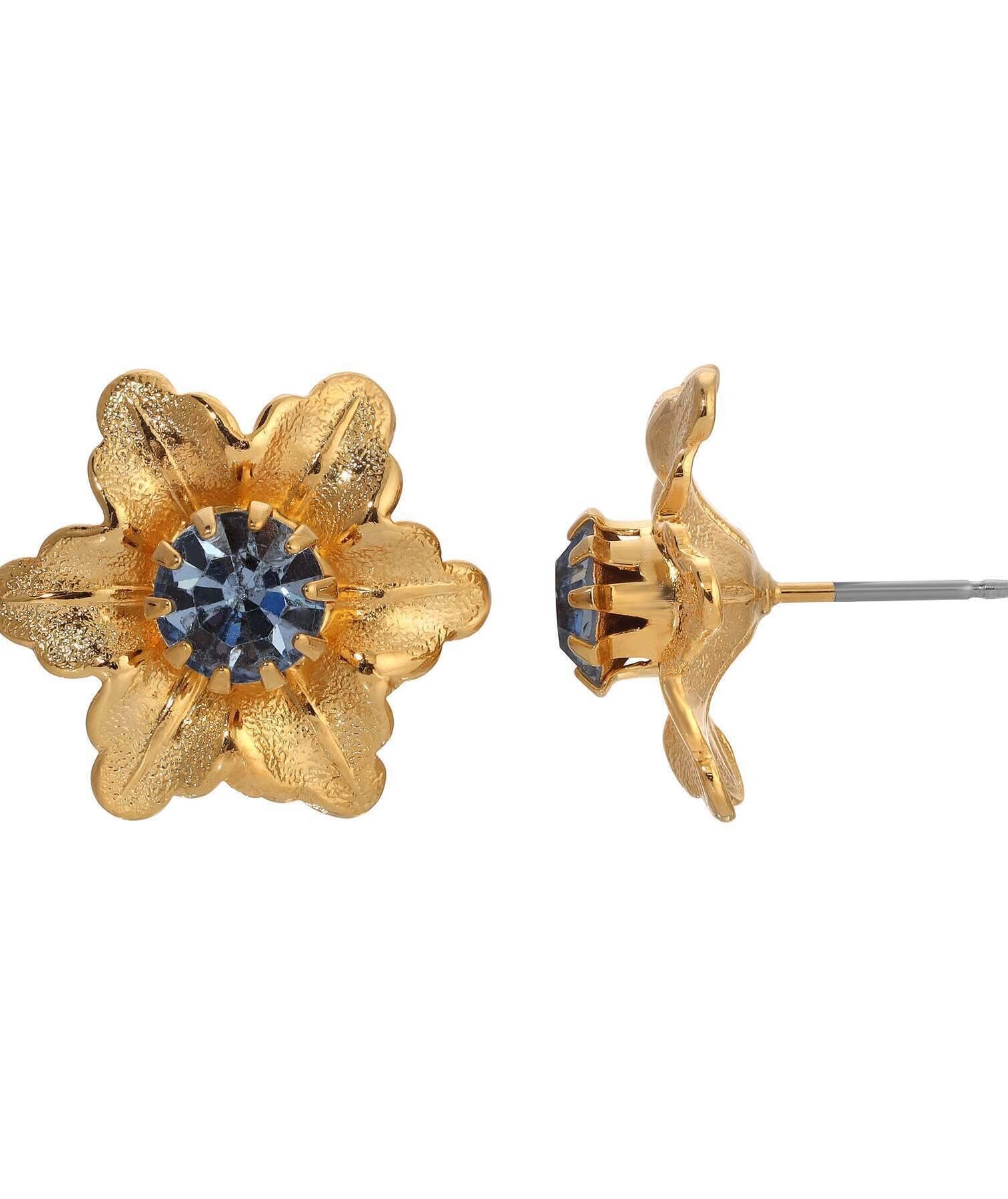 1928 Jewelry Flower Blossom Crystal Stud Earrings