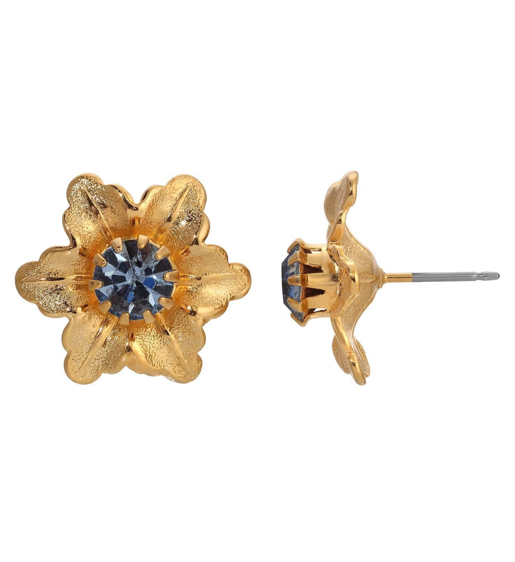 1928 Jewelry Flower Blossom Crystal Stud Earrings