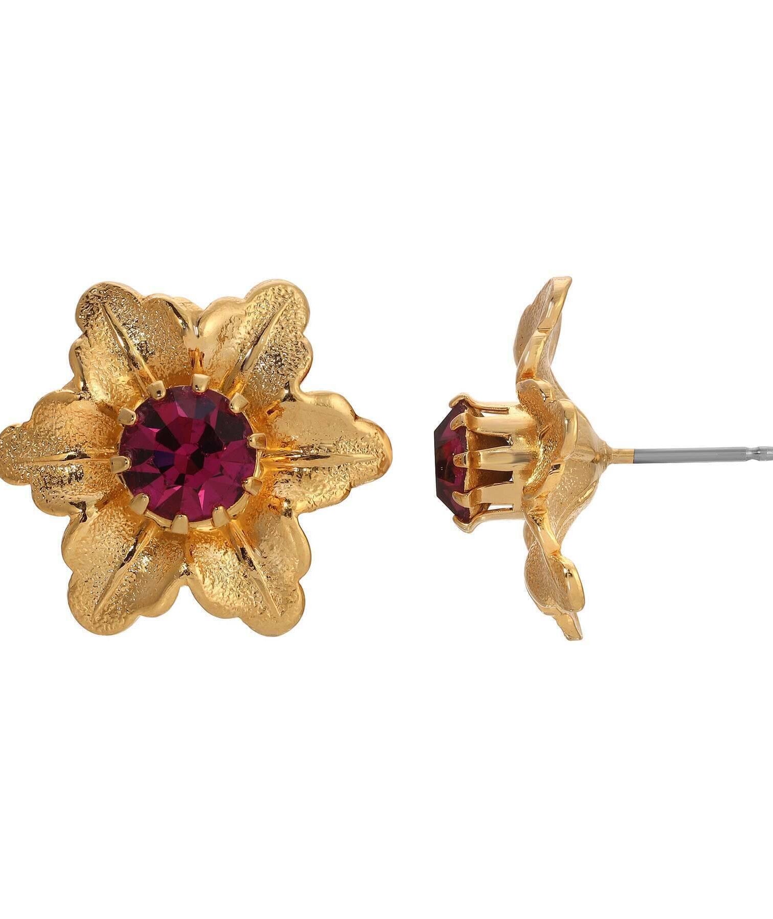 1928 Jewelry Flower Blossom Crystal Stud Earrings