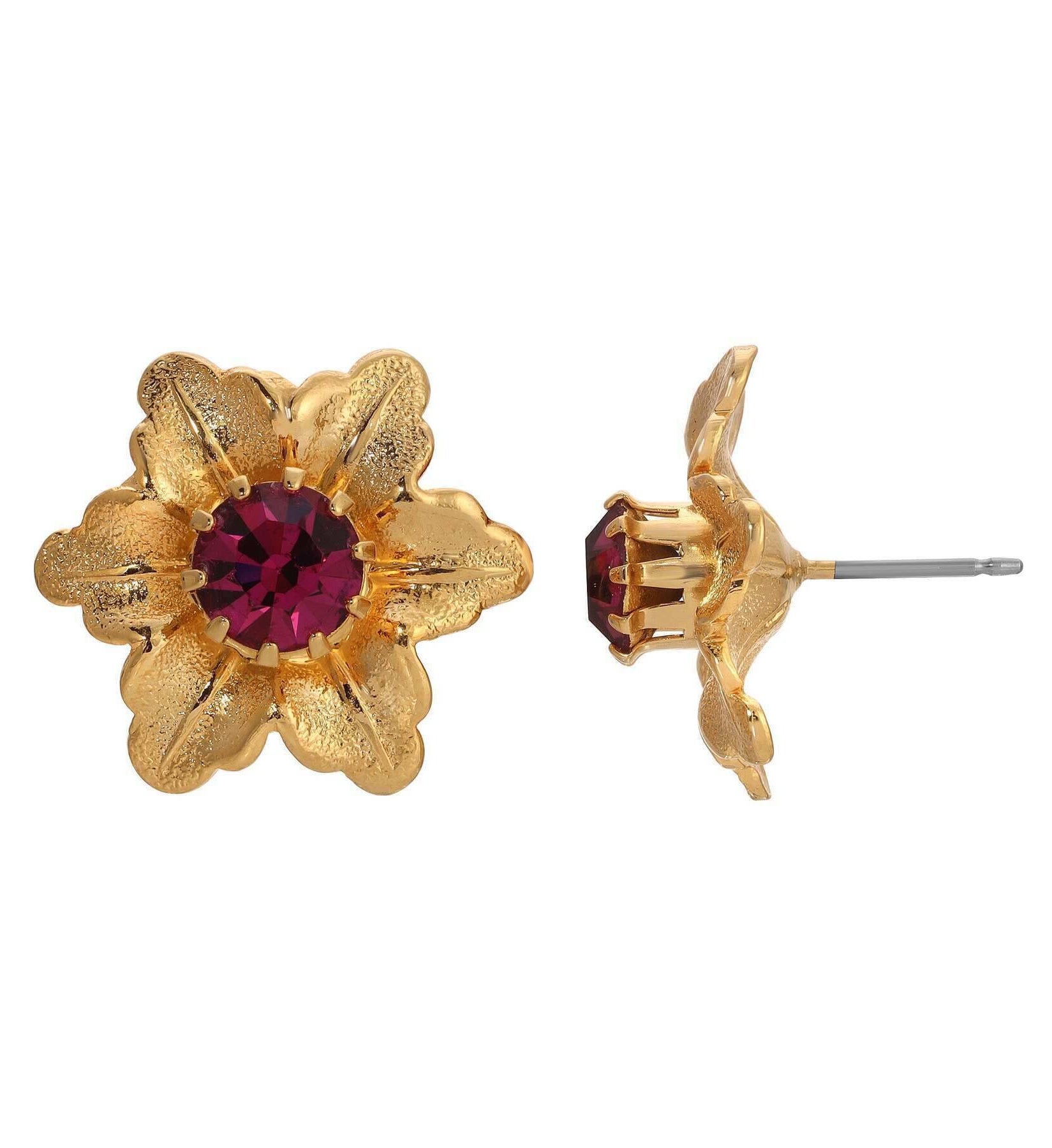 1928 Jewelry Flower Blossom Crystal Stud Earrings