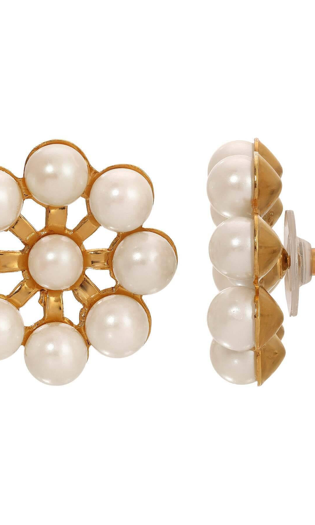 1928 Jewelry Faux Pearl Flower Post Earrings