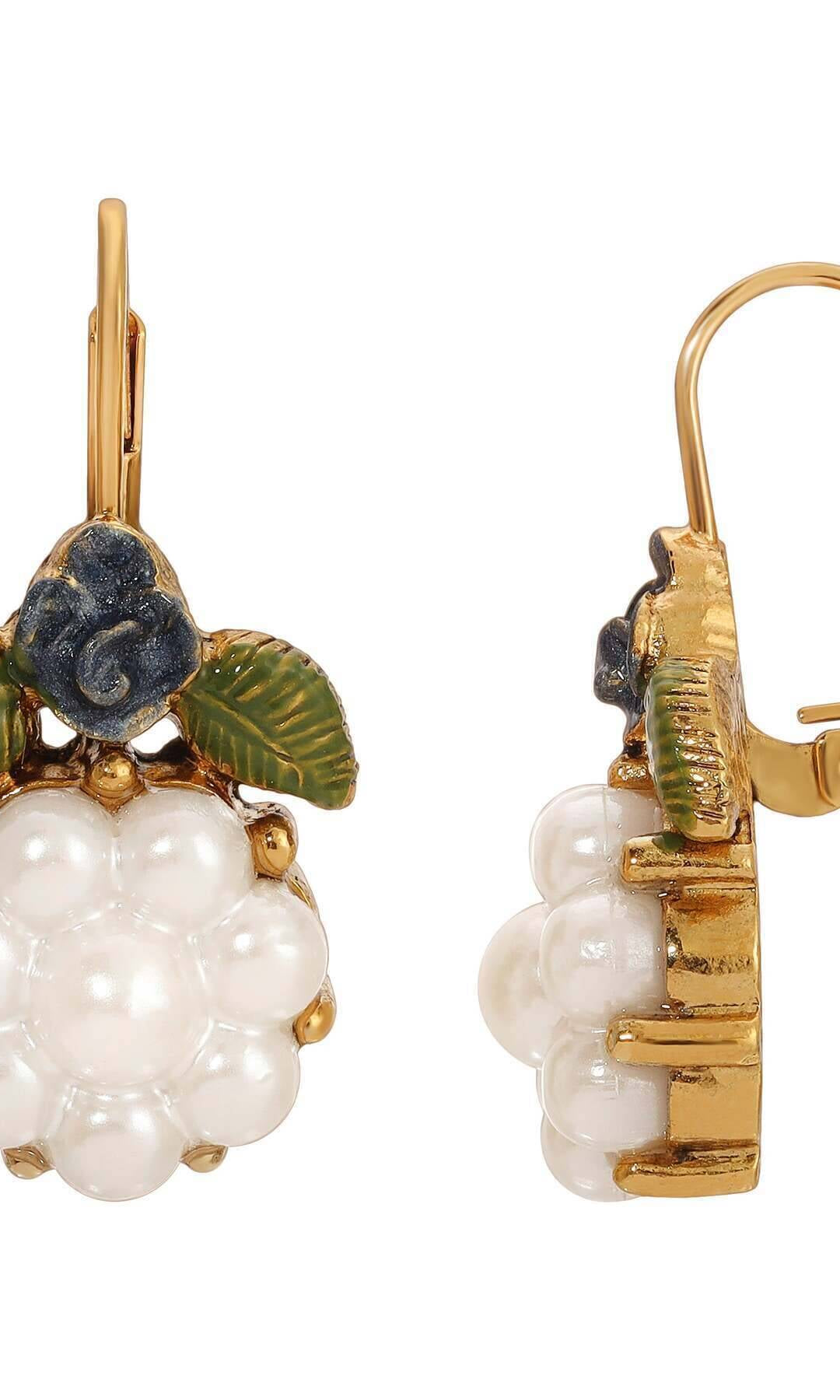 1928 Jewelry Faux Pearl Flower & Rose Drop Earrings