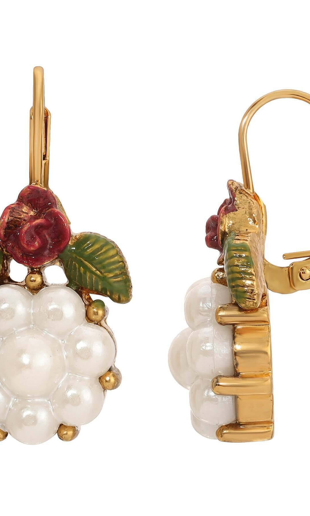 1928 Jewelry Faux Pearl Flower & Rose Drop Earrings