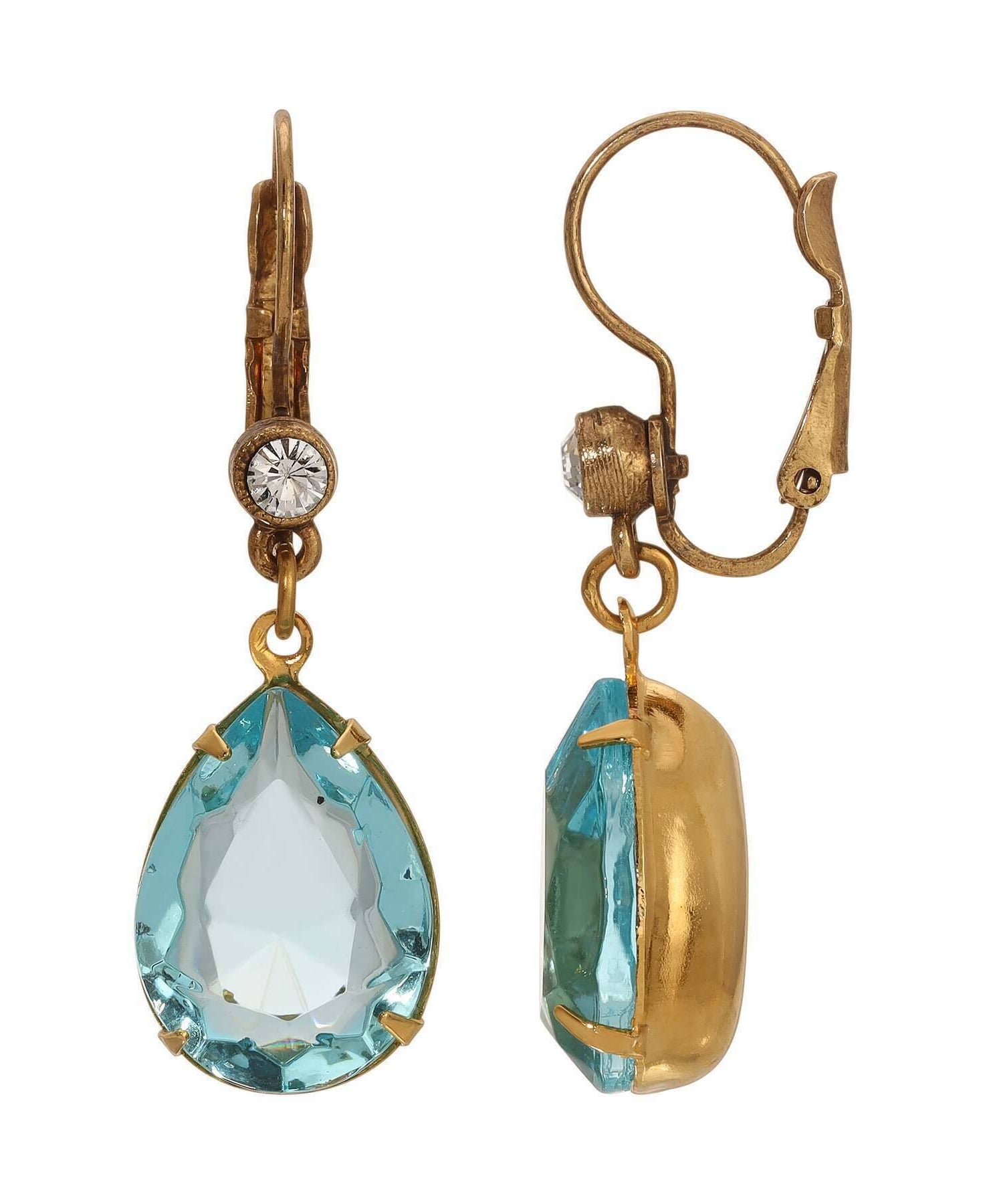 1928 Jewelry Gleaming Pear Crystal Drop Earrings