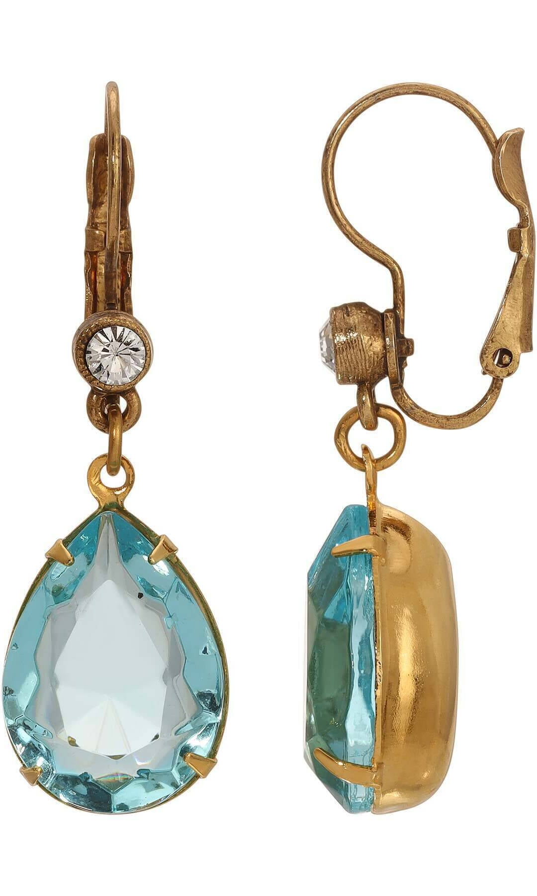 1928 Jewelry Gleaming Pear Crystal Drop Earrings