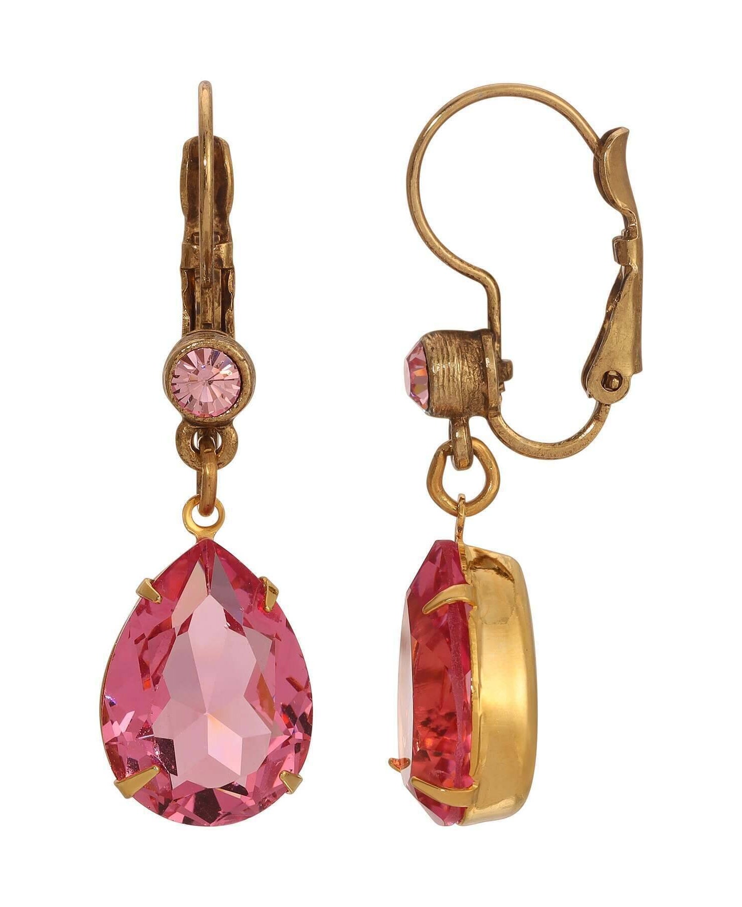 1928 Jewelry Gleaming Pear Crystal Drop Earrings