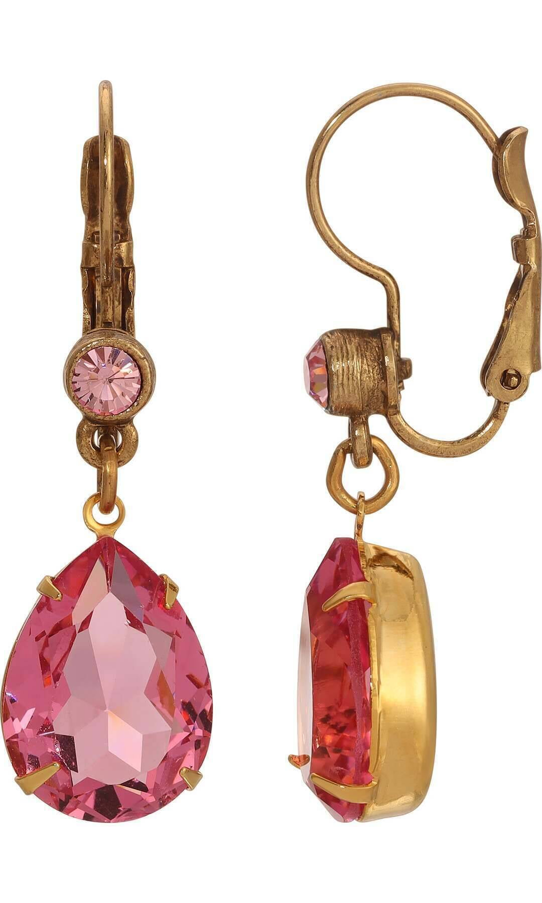 1928 Jewelry Gleaming Pear Crystal Drop Earrings