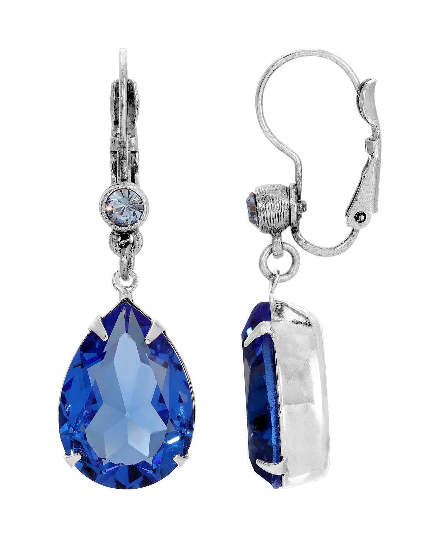 1928 Jewelry Gleaming Pear Crystal Drop Earrings