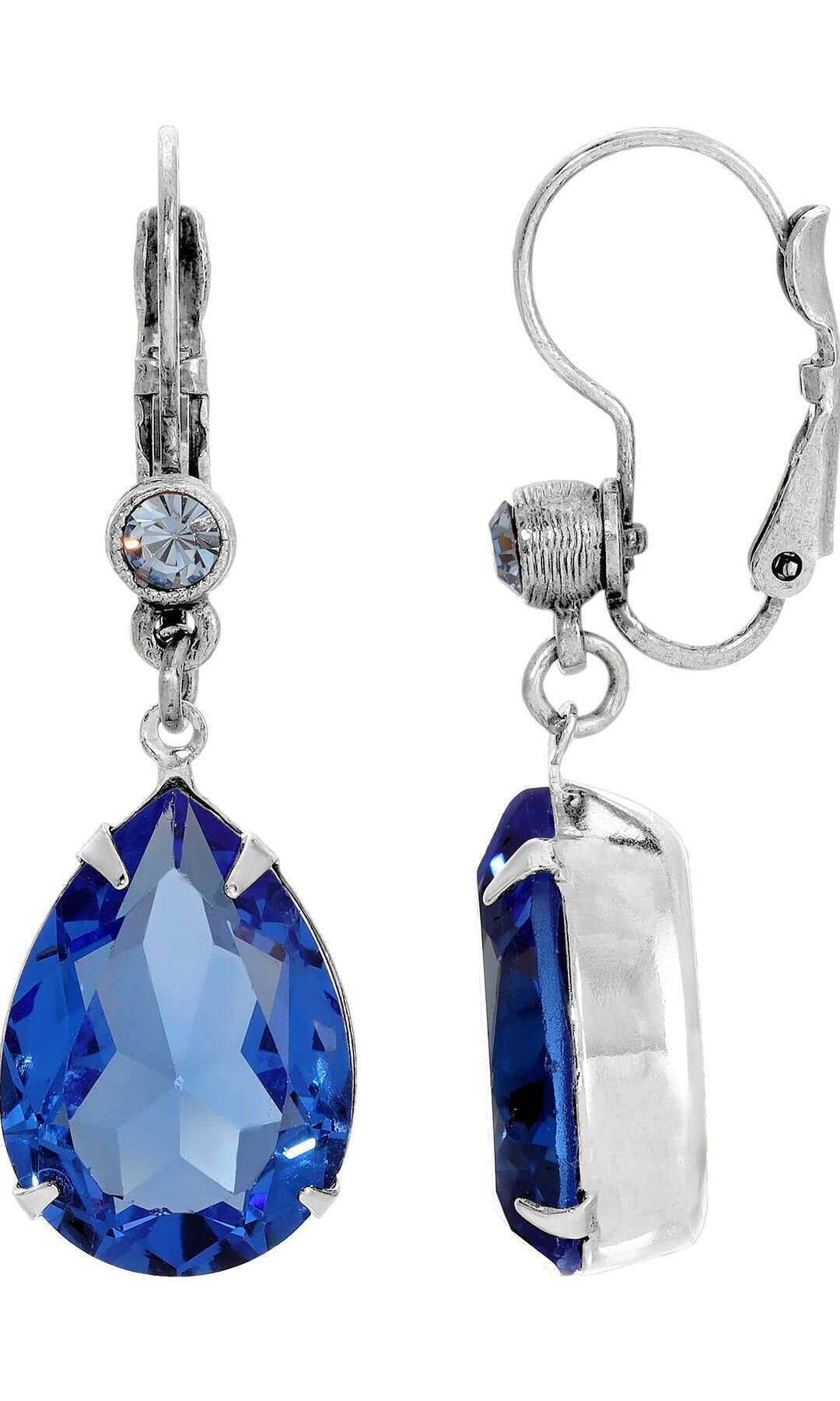 1928 Jewelry Gleaming Pear Crystal Drop Earrings