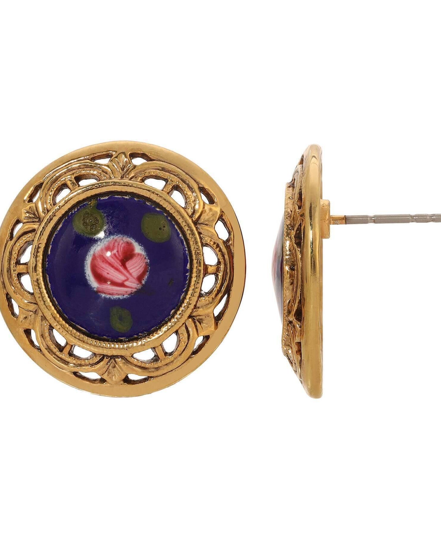 1928 Jewelry Artisan Pink Rosebud Round Stud Earrings