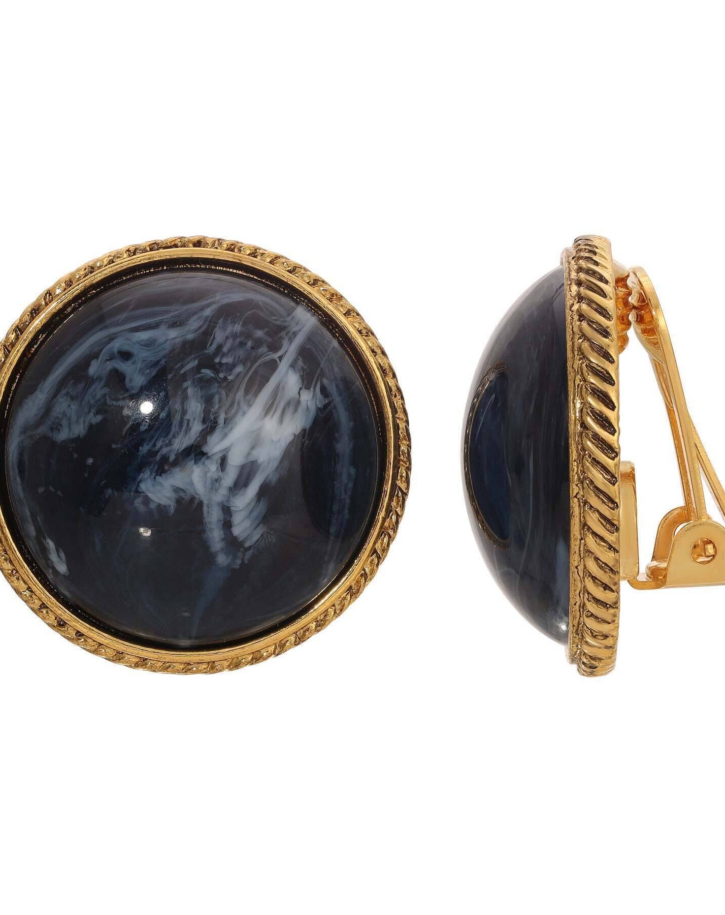 1928 Jewelry Round Sapphire Blue Clip On Earrings