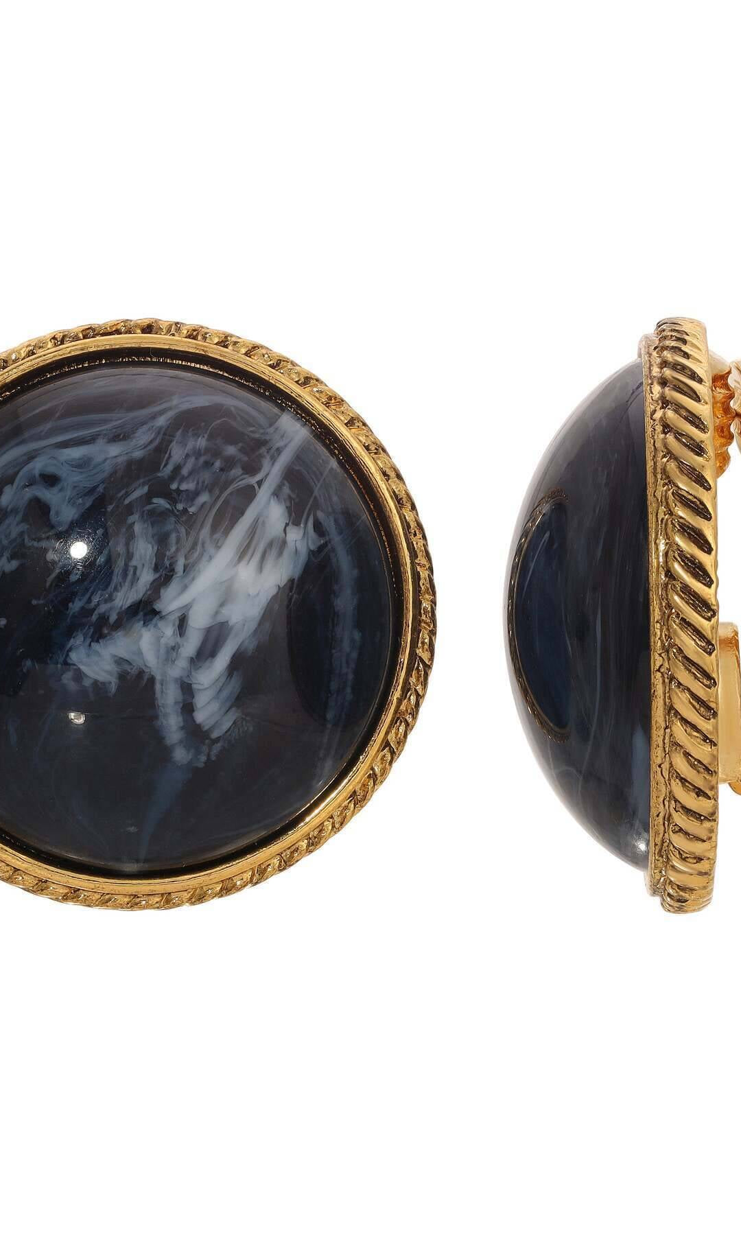 1928 Jewelry Round Sapphire Blue Clip On Earrings